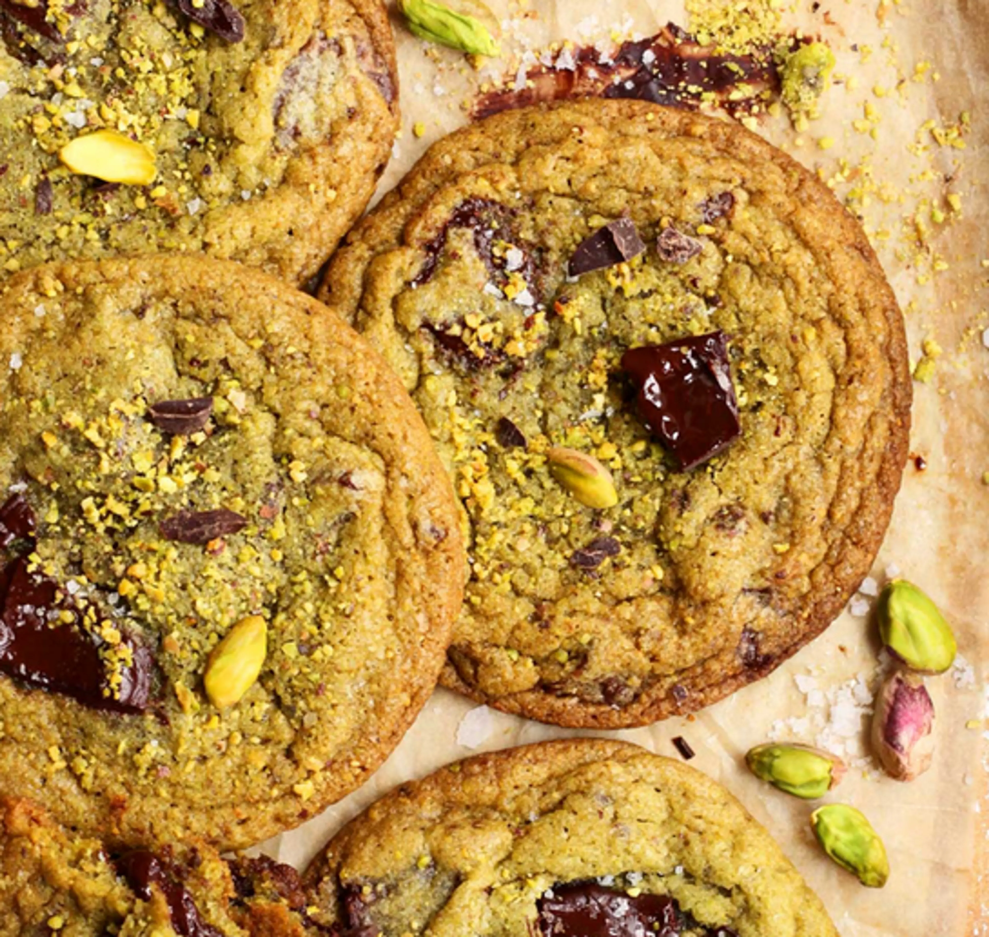 Salted Pistachio Chocolate Chunk Cookies