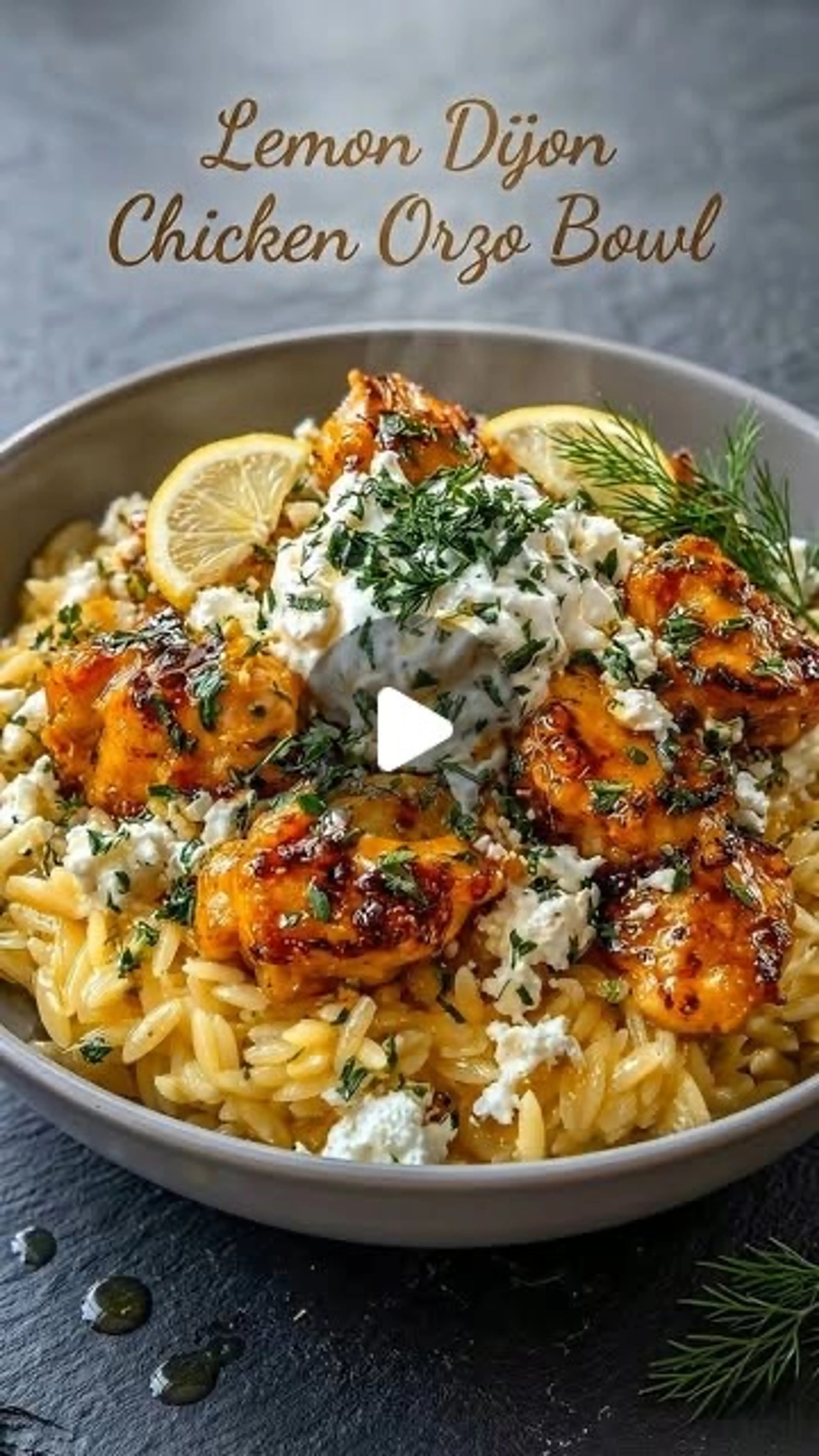 Lemon Dijon Chicken Orzo Bowl