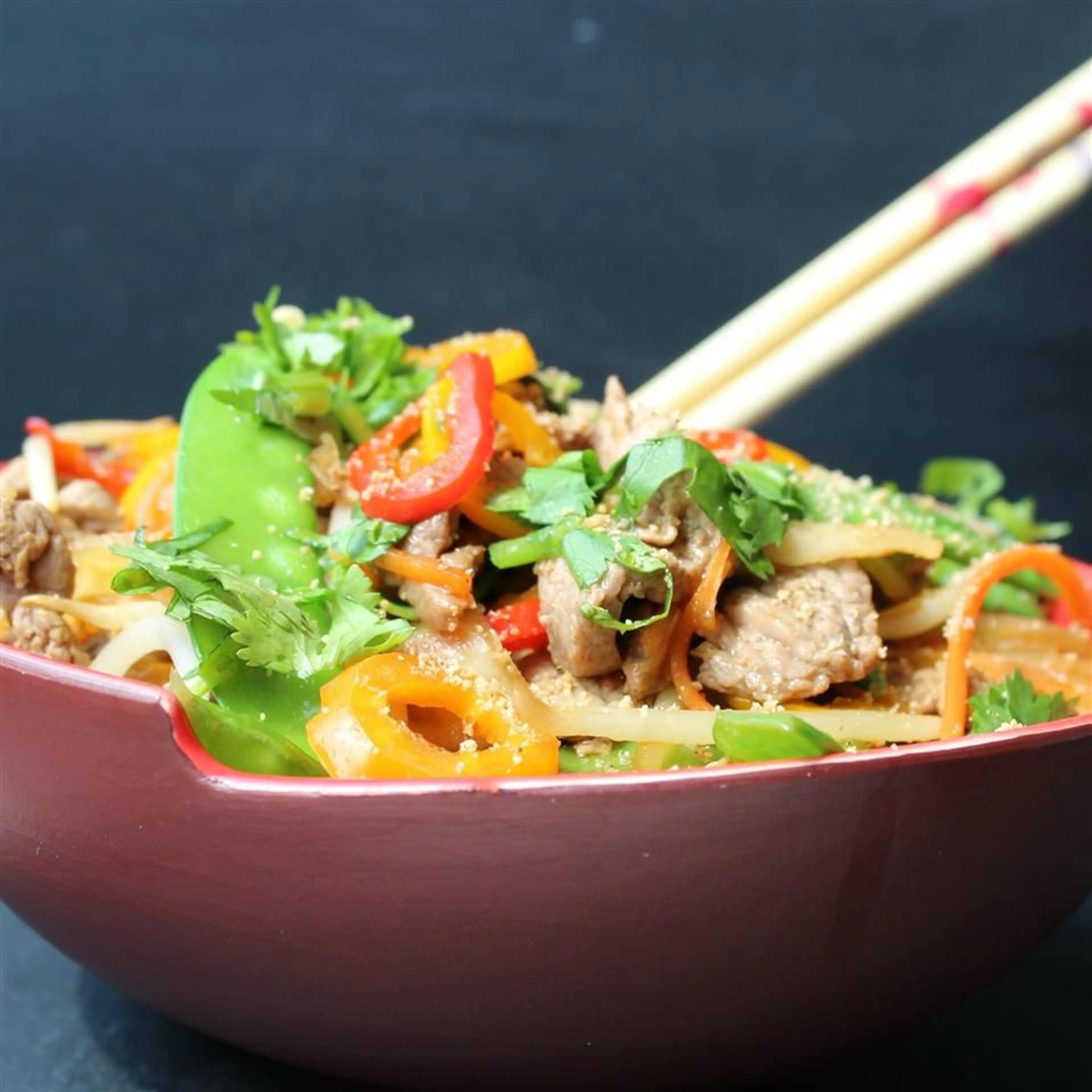 Sesame Ginger Ground Beef Slaw