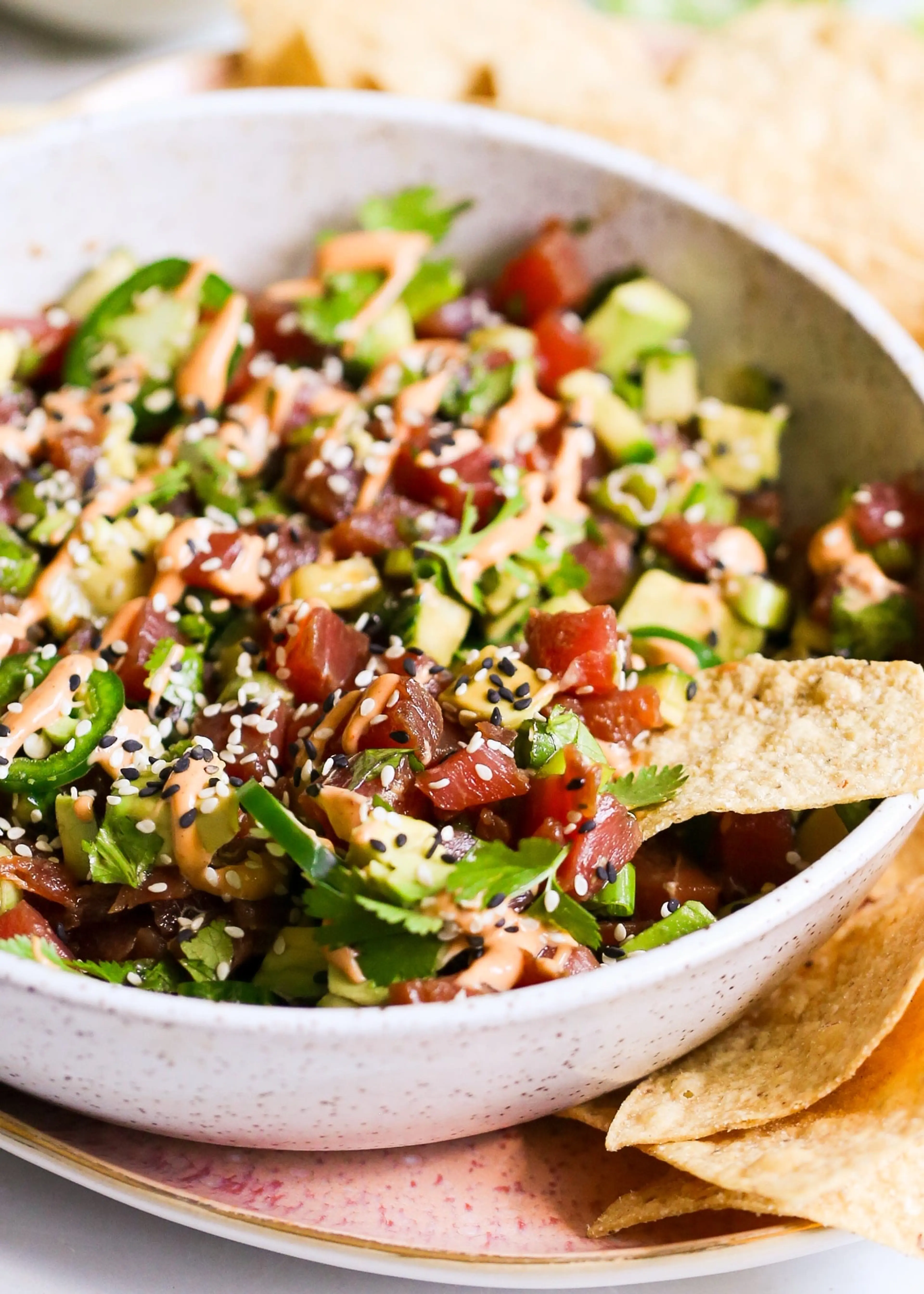 Spicy Poke-Style Ahi Tuna Dip with Chips
