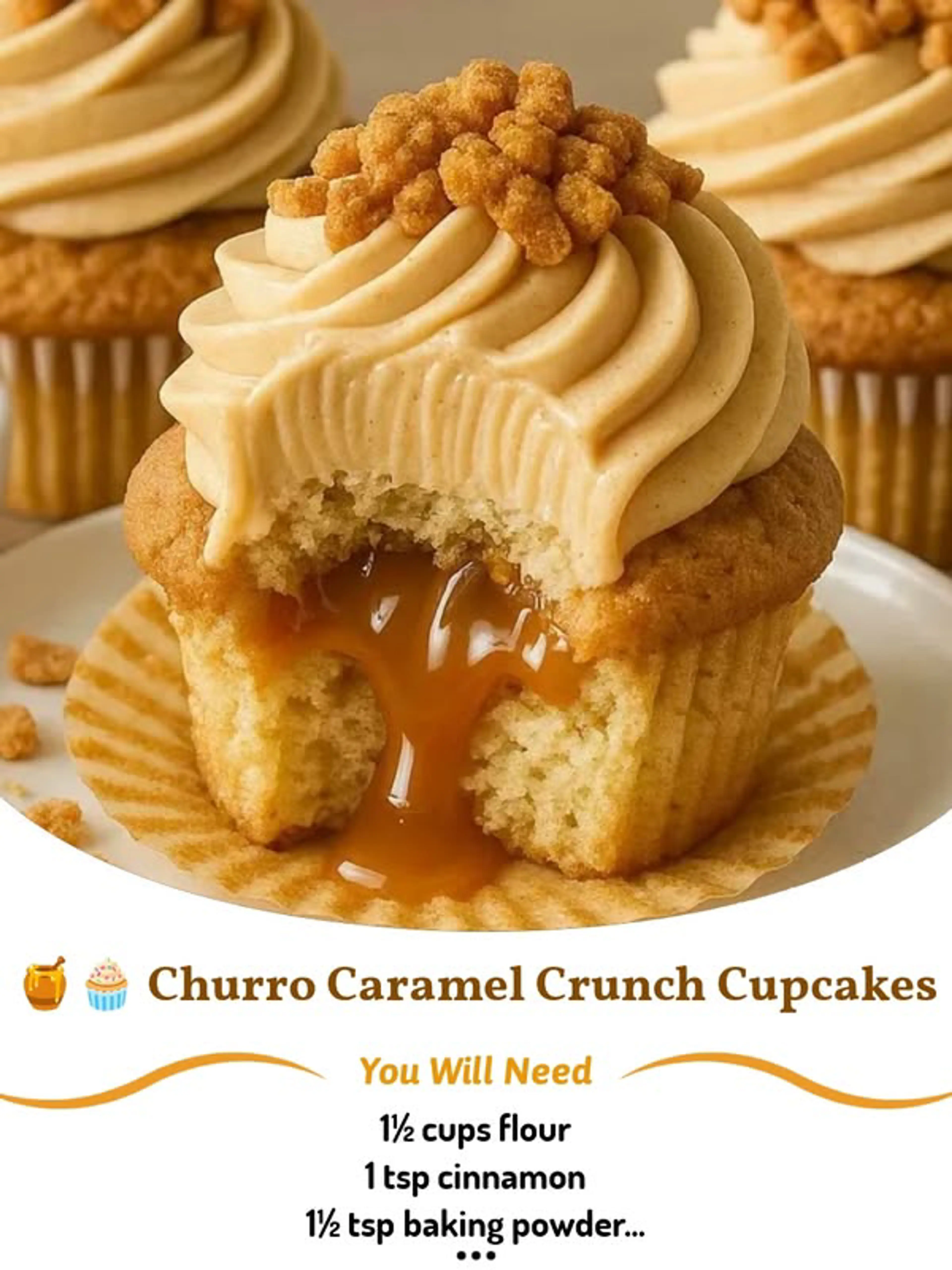 Churro Caramel Crunch Cupcakes