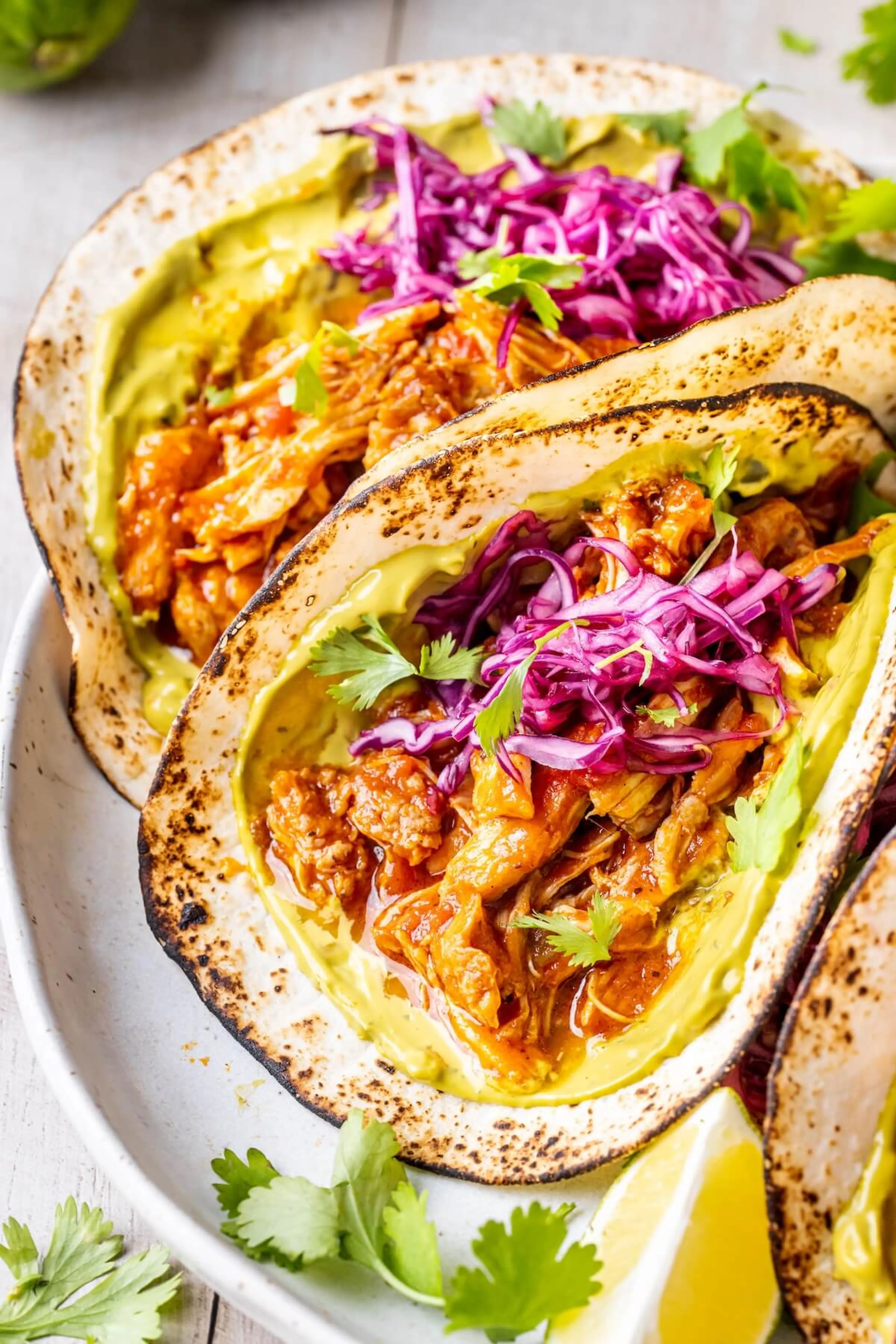 Saucy Braised Chicken Tacos