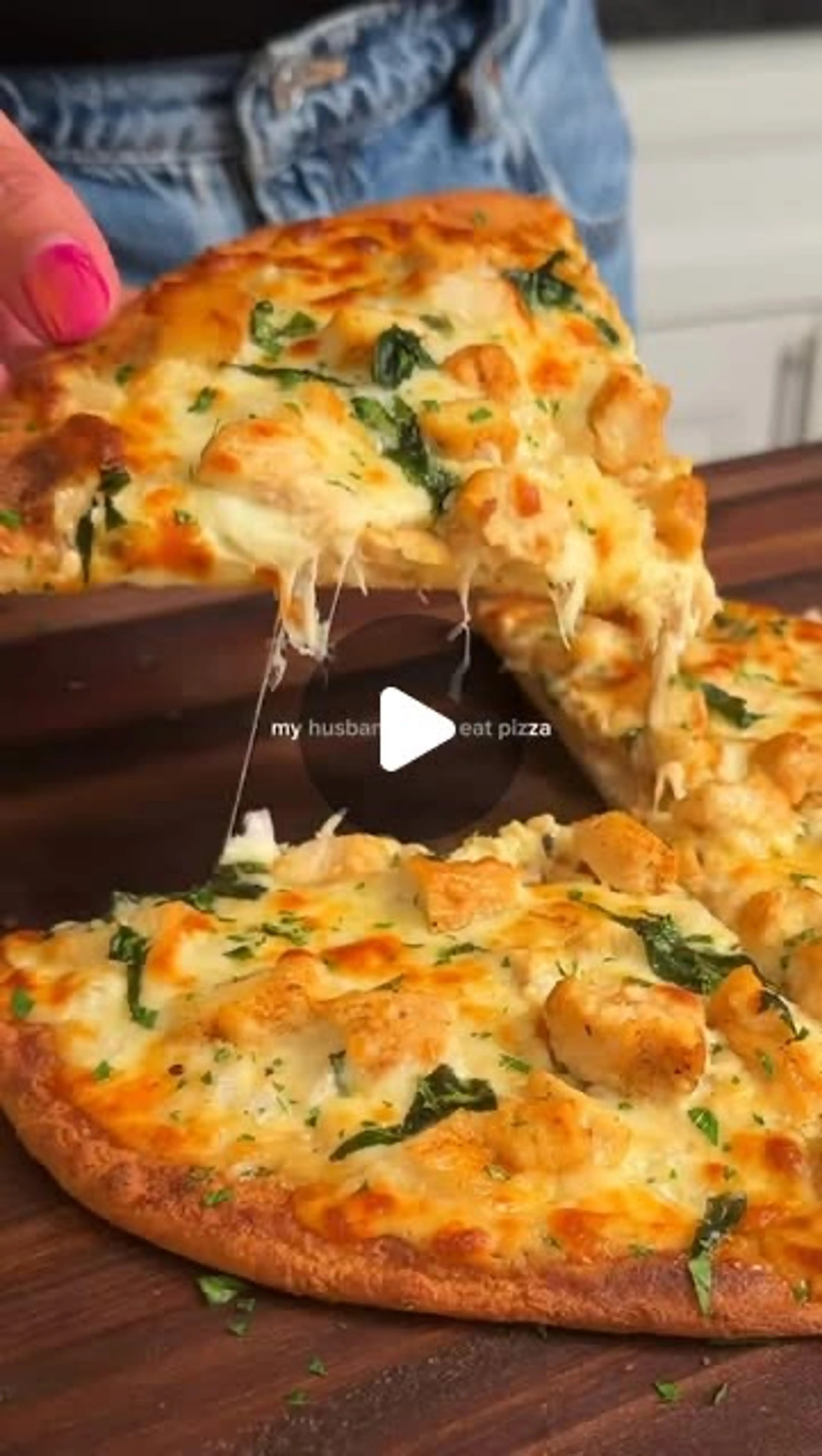 High Protein Chicken Alfredo Pizza