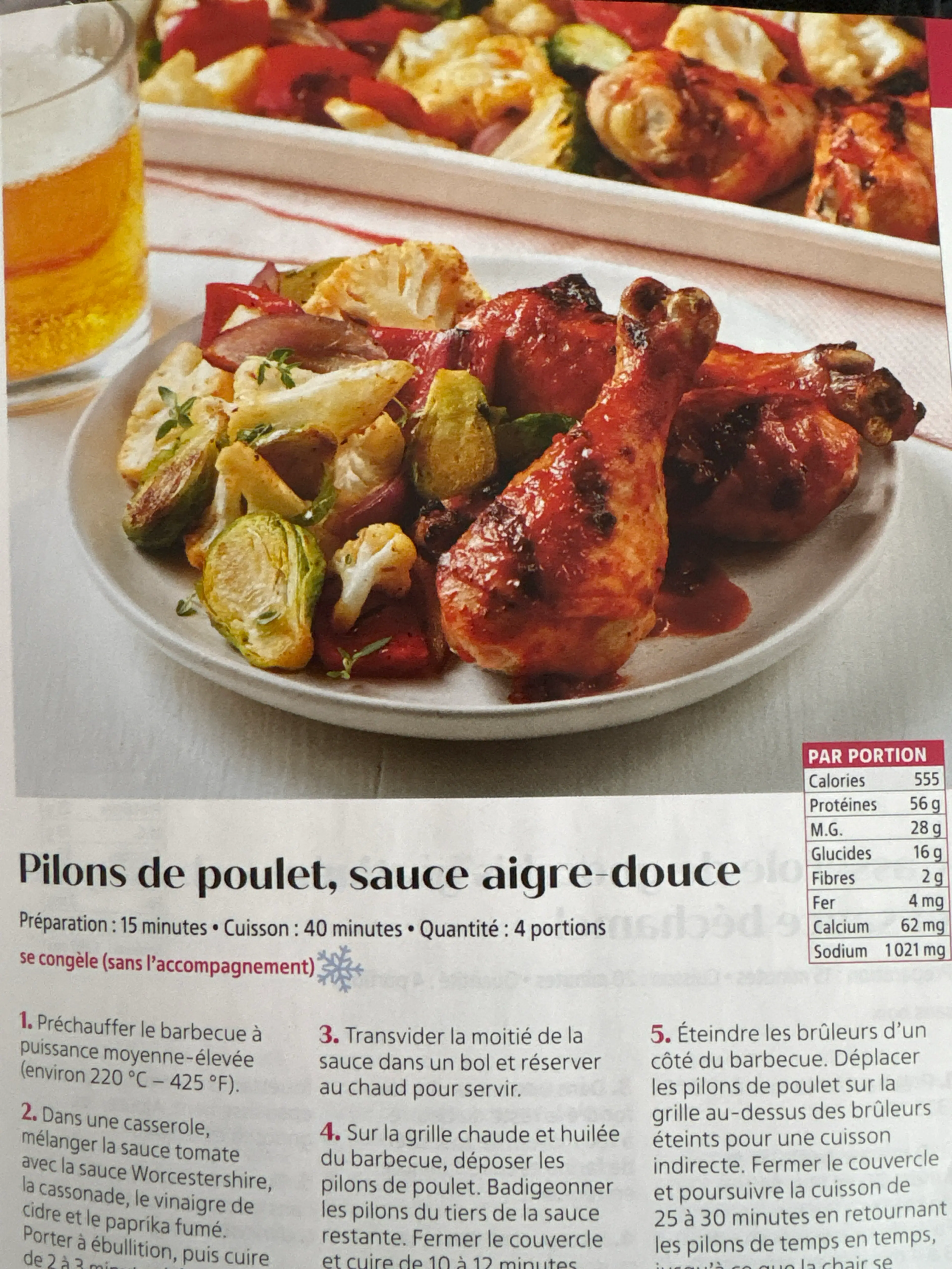 Pilons de poulet, sauce aigre-douce