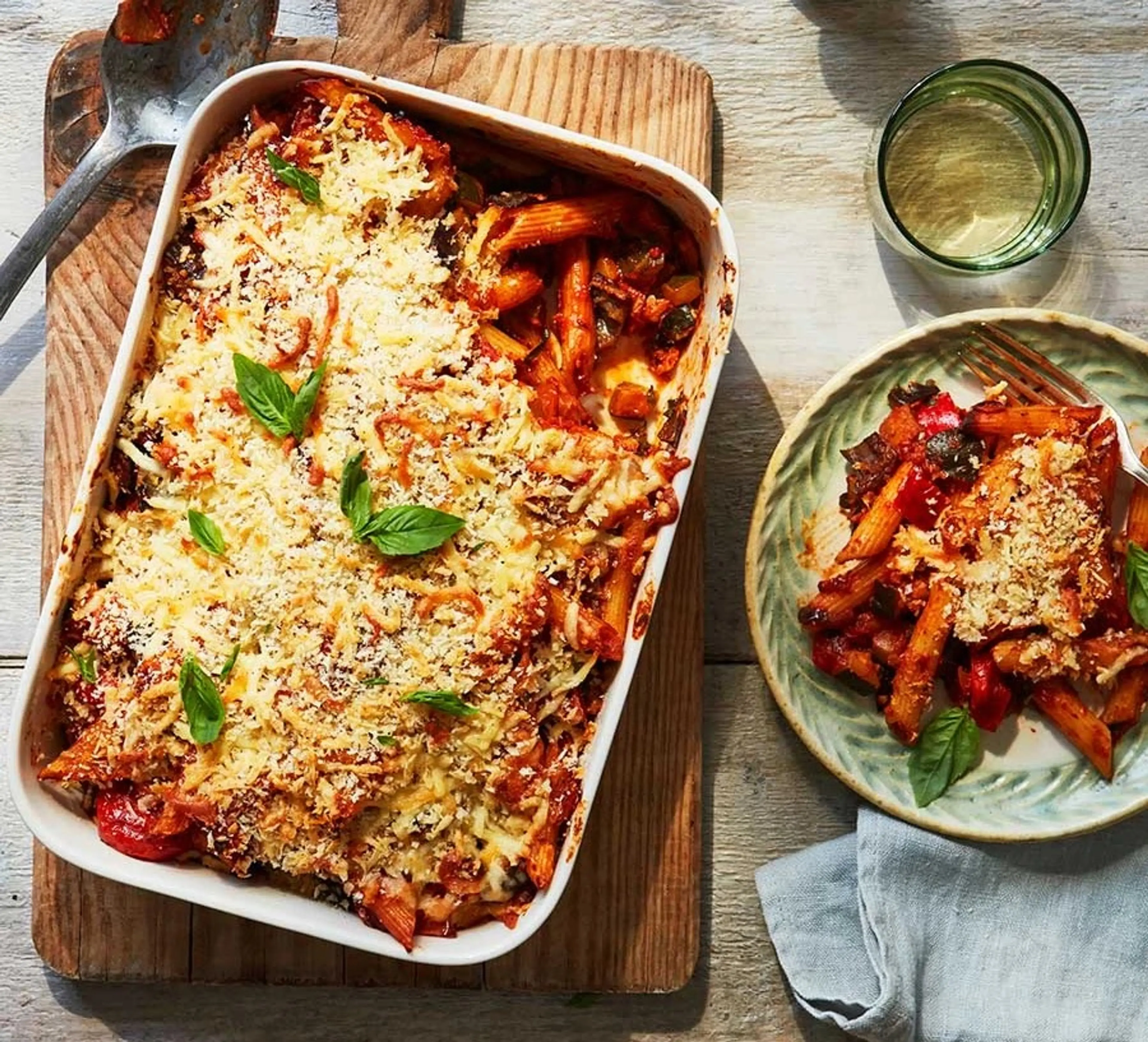 Basil and Roasted Veg Pasta Bake