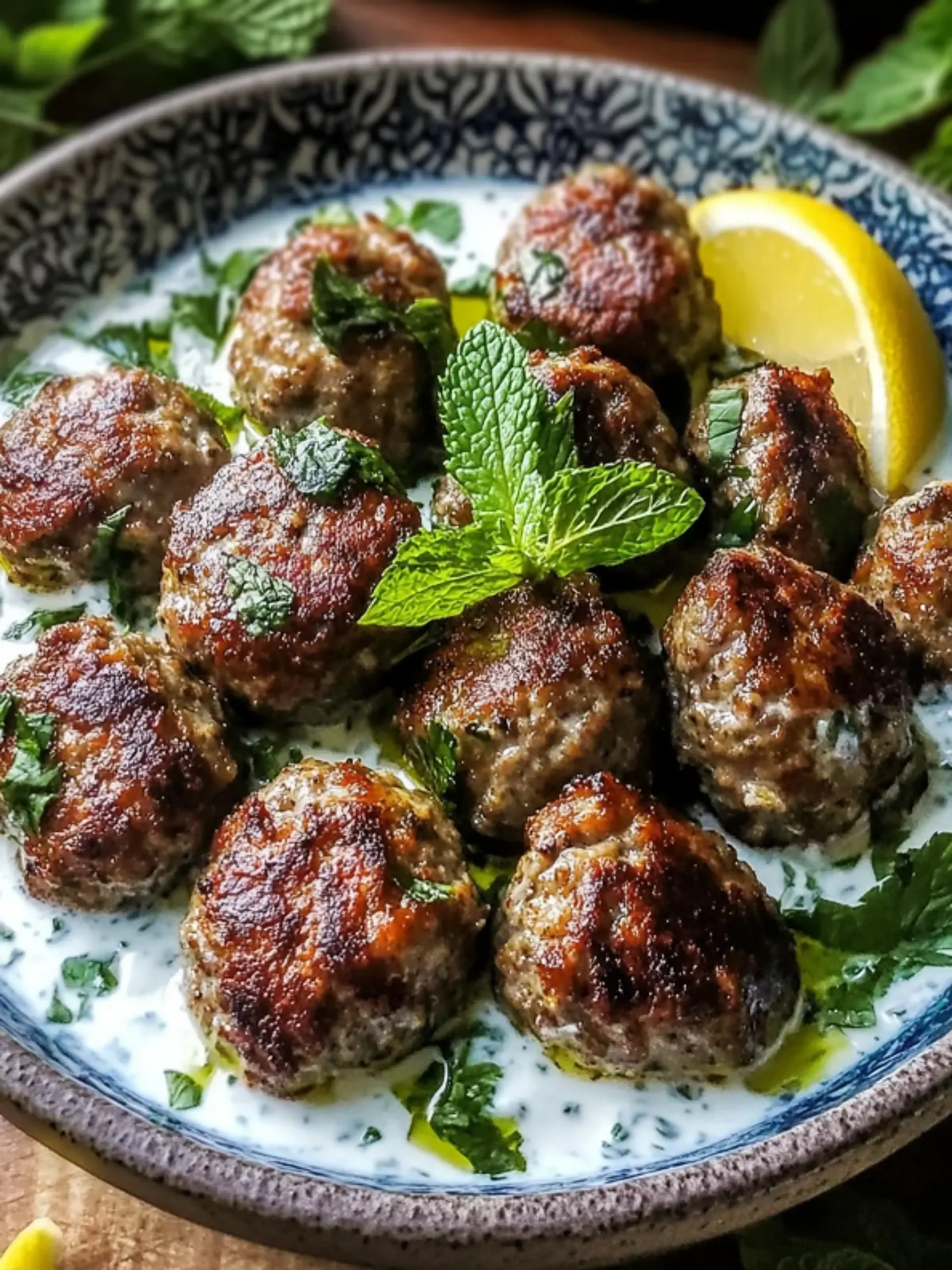 Delicious Lebanese Kofta Meatballs with Mint Yogurt Sauce Re
