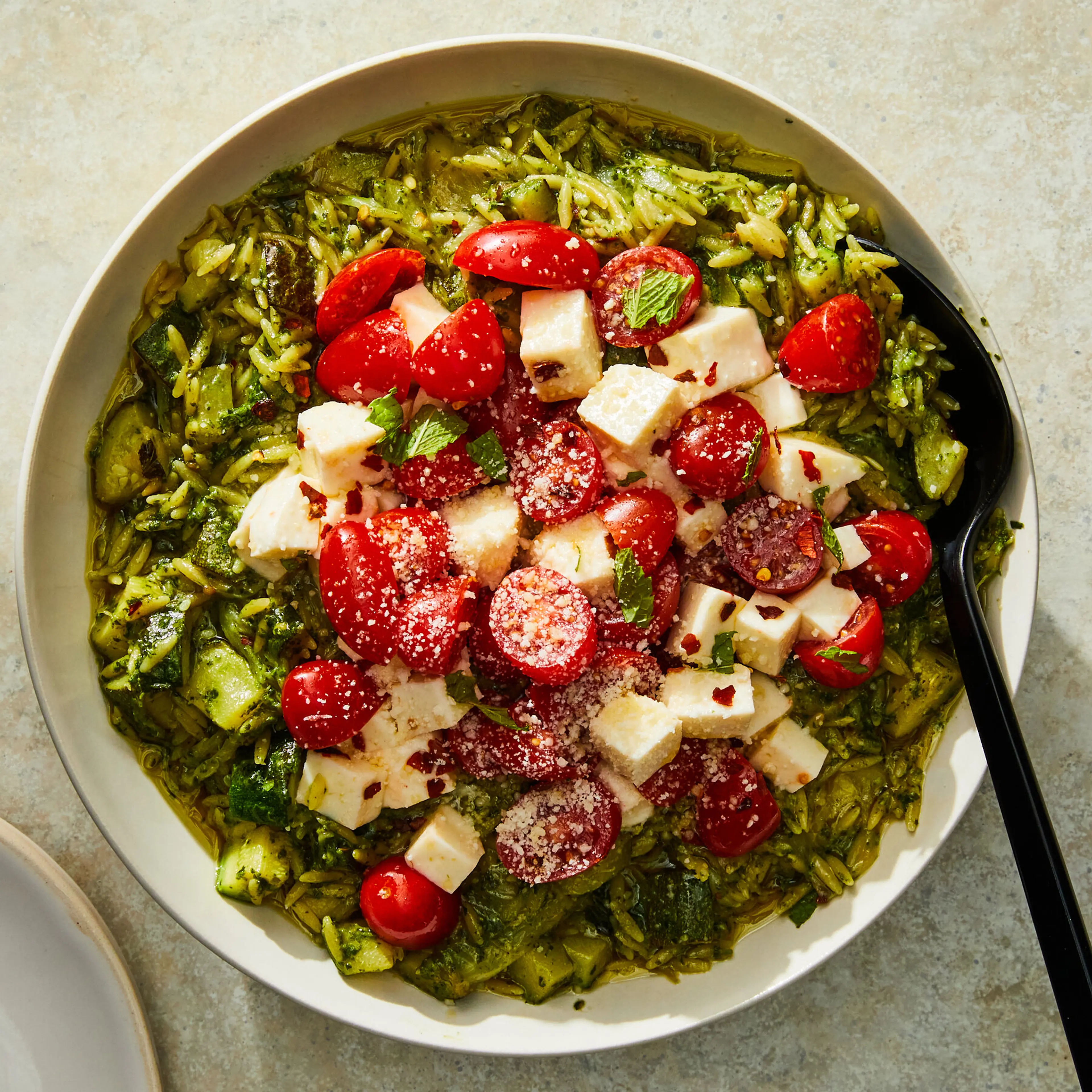 One-Pan Zucchini-Pesto Orzo