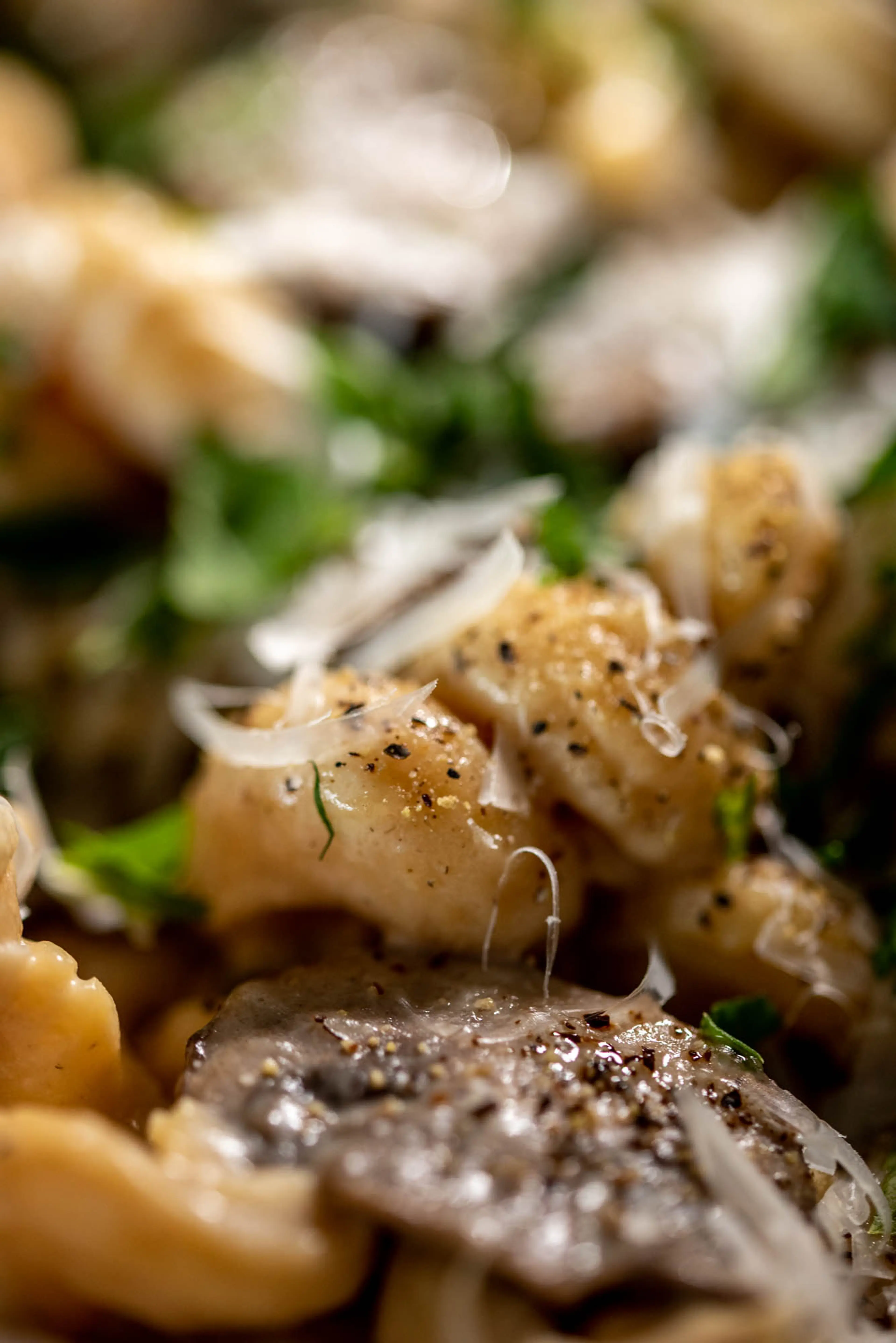 creamy mushroom and parmesan pasta.