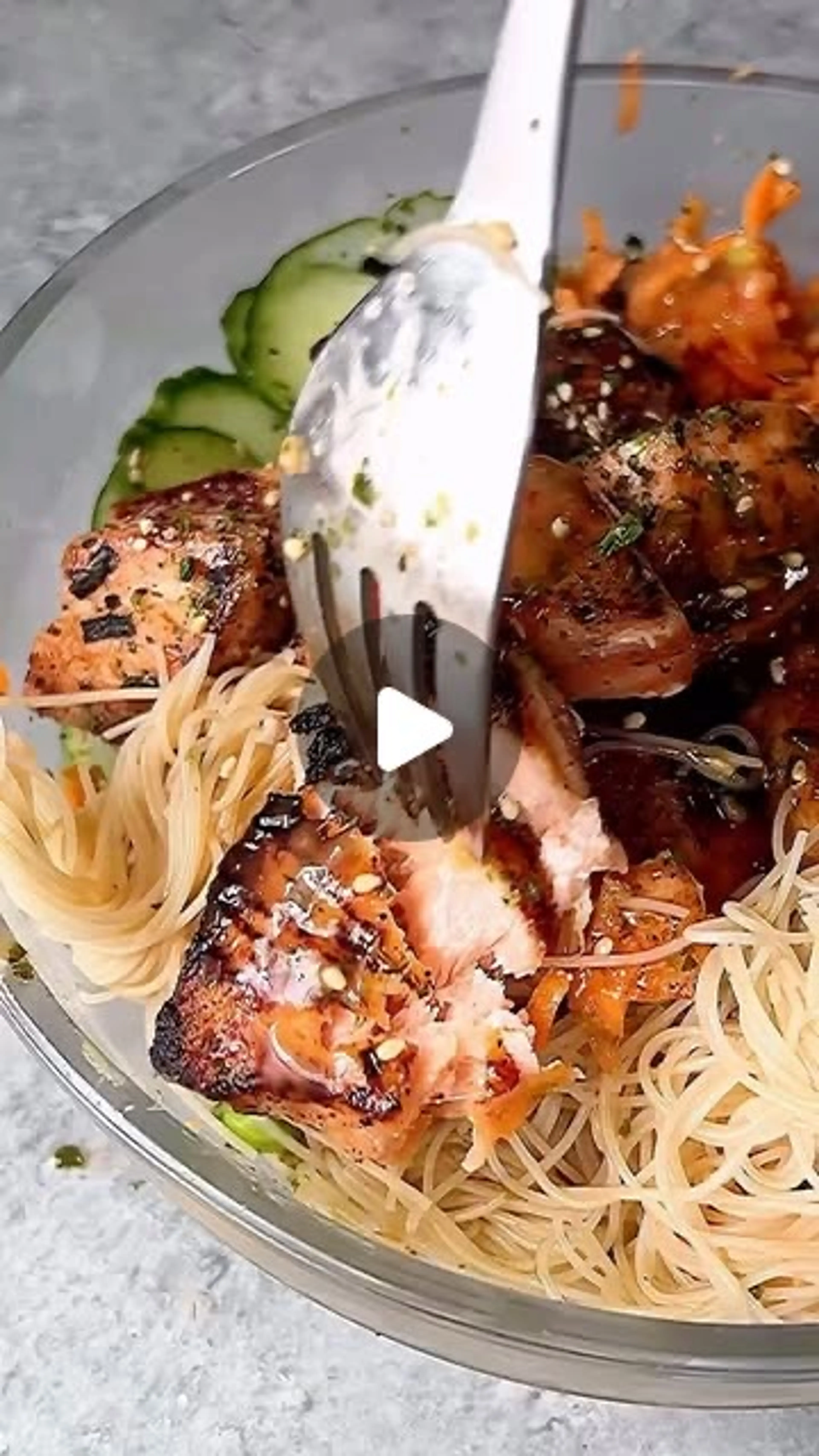 Salmon & Vermicelli Power Bowls W/lighter Bang Bang Sauce! I