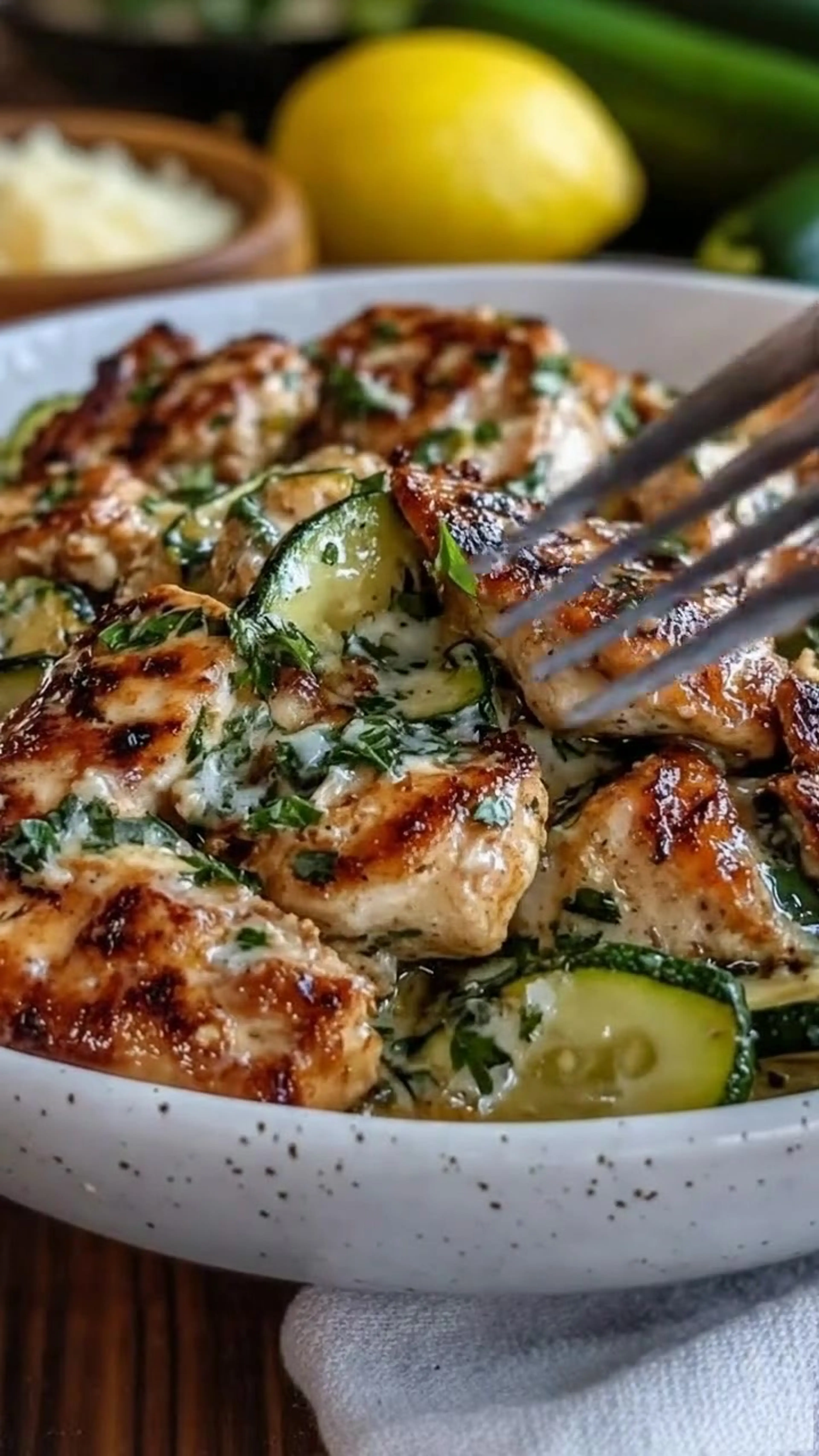 Lemon Garlic Chicken and Zucchini Skillet
