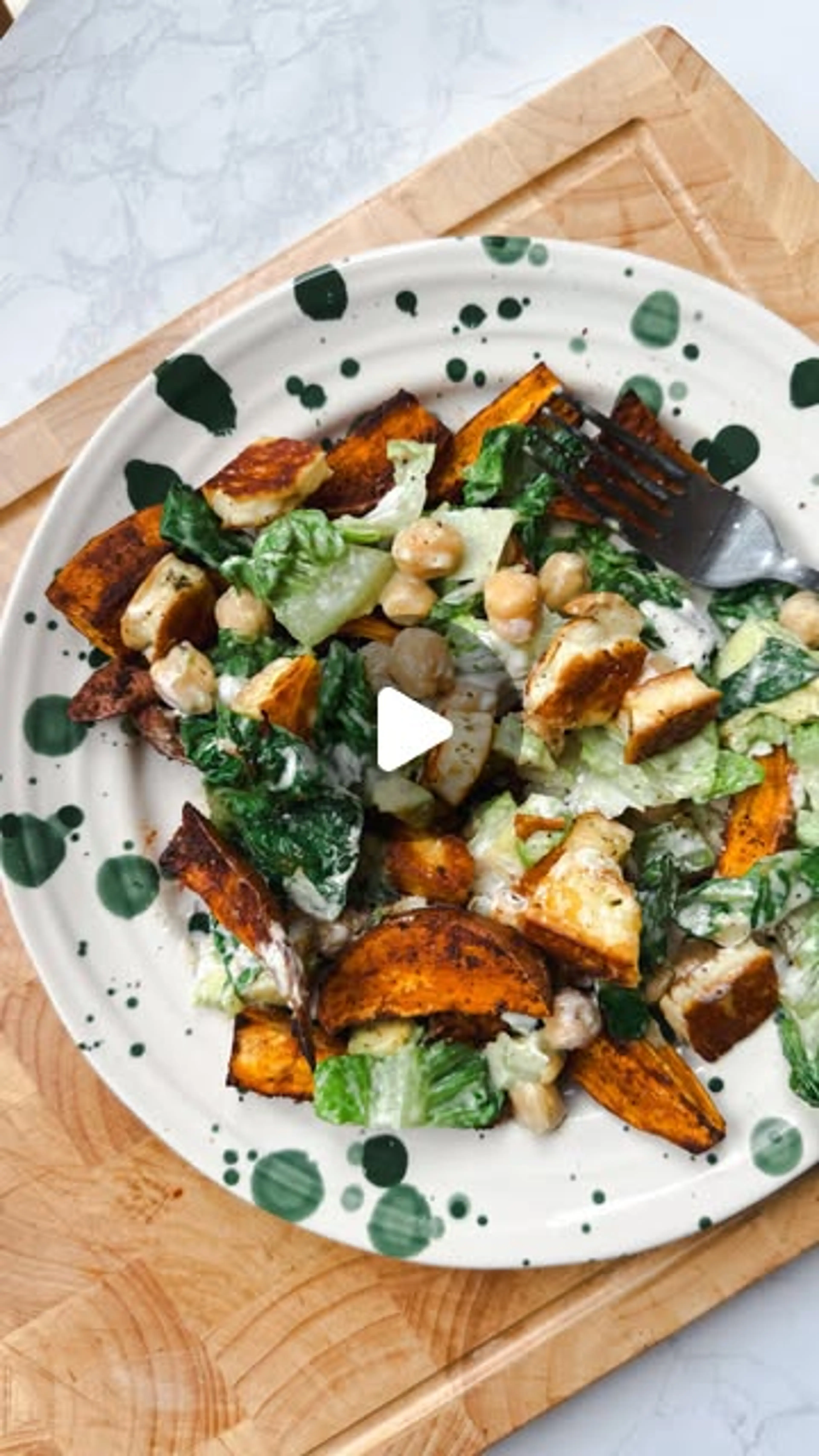 Halloumi Ceasar Salad Loaded Sweet Potato