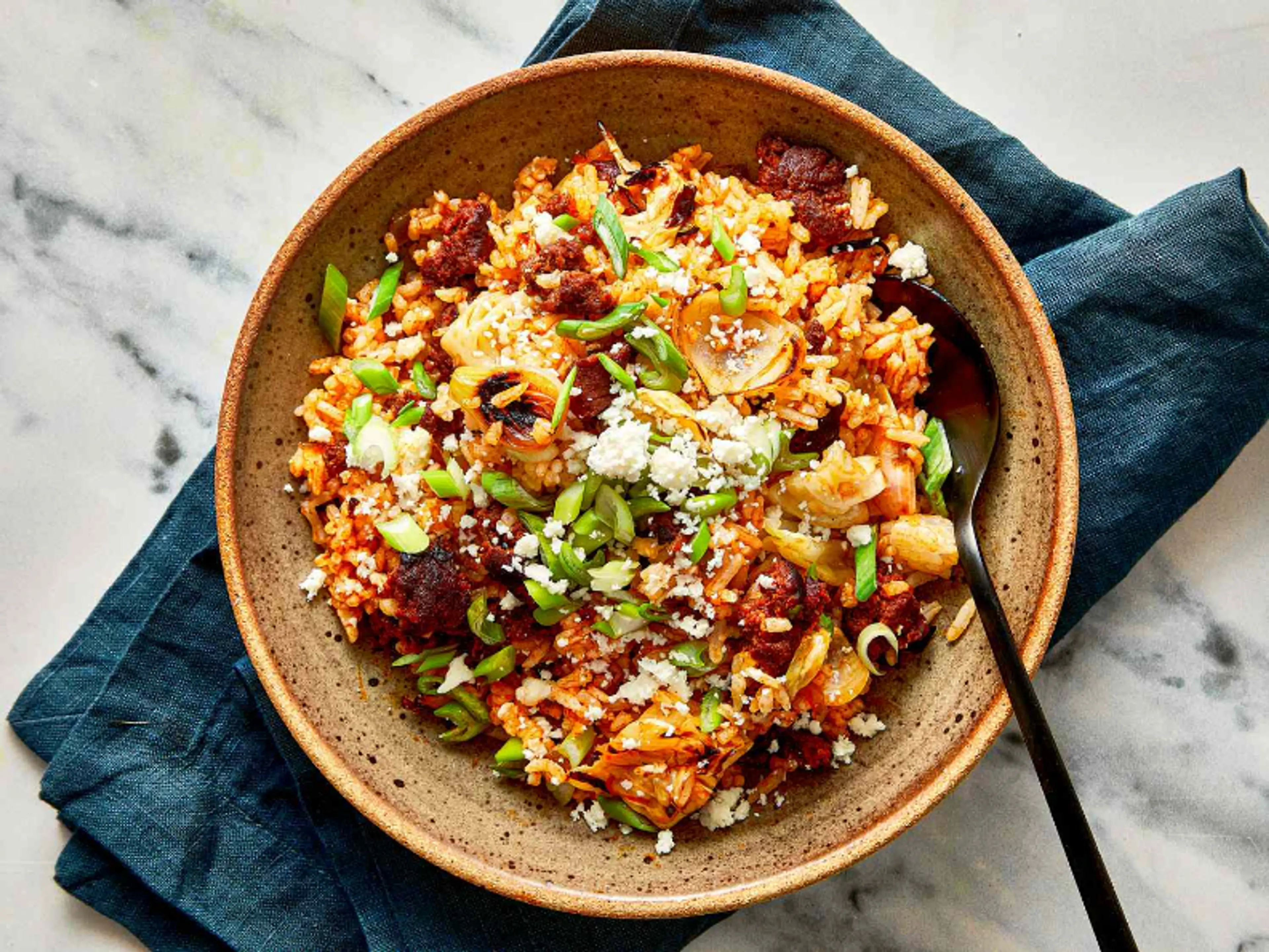 Mexican Fried Rice With Chorizo and Pickled Jalapeños