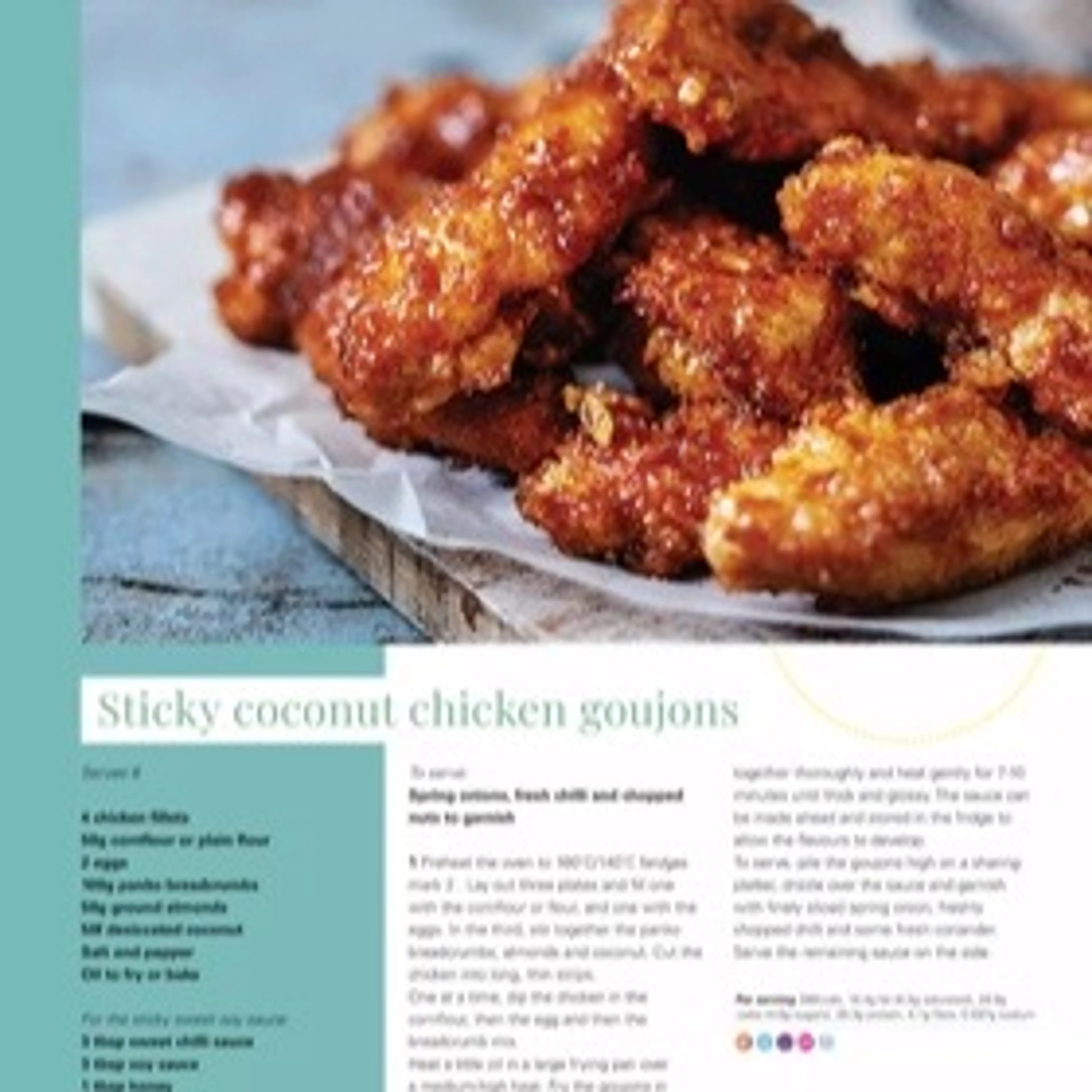 Sticky coconut chicken goujons