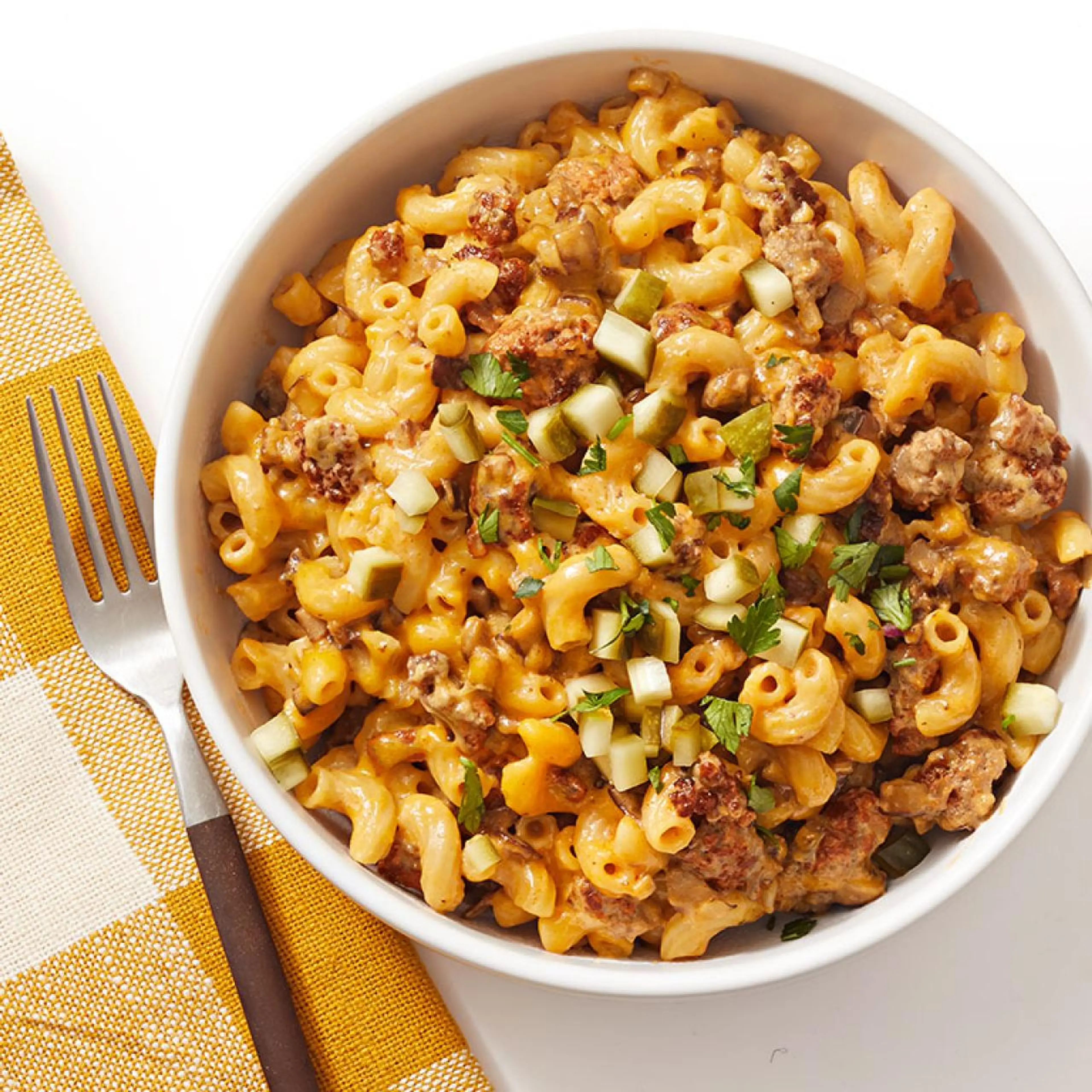 Mushroom Cheeseburger Mac and Cheese
