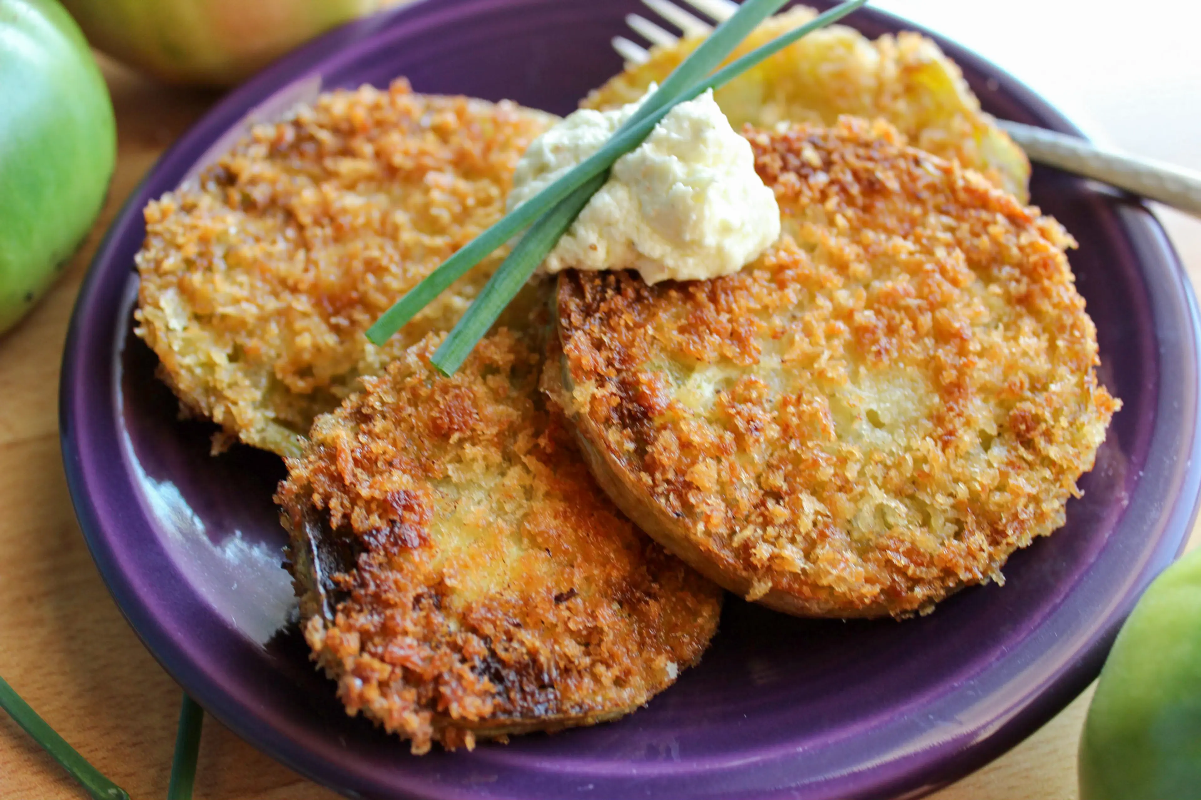 Fried Green Tomatoes with Herbed Goat Cheese