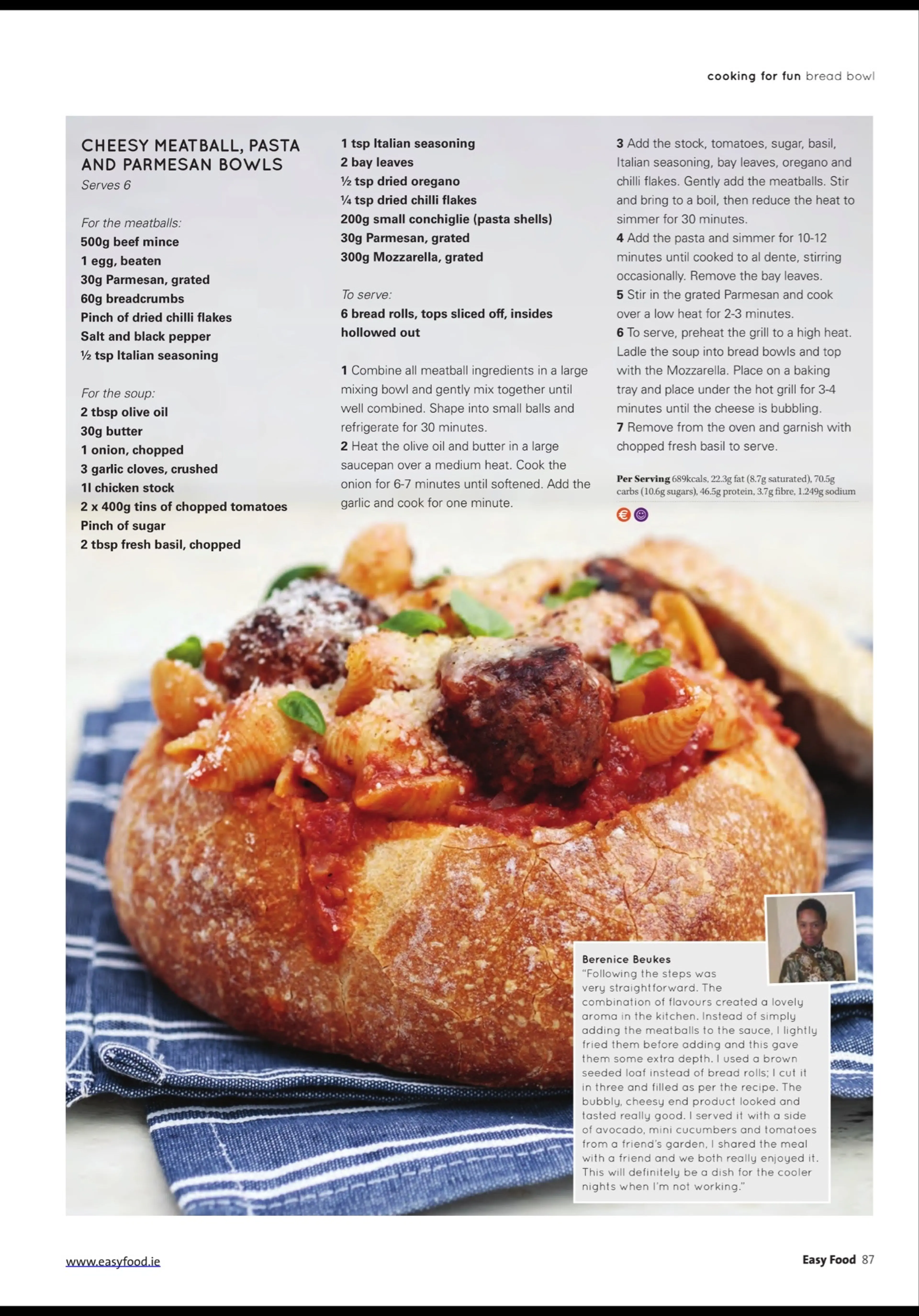 CHEESY MEATBALL, PASTA AND PARMESAN BOWLS