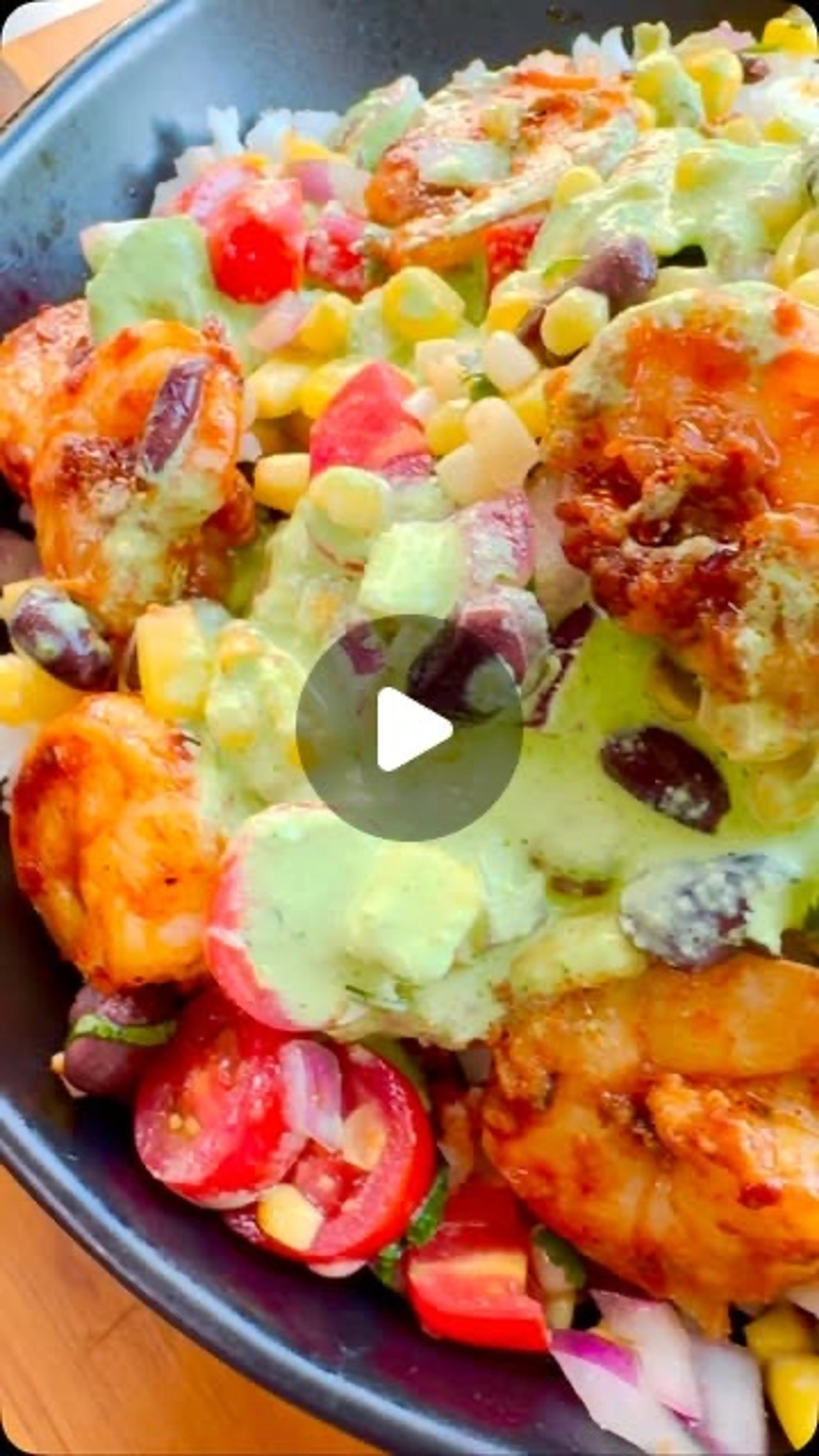 Grilled Shrimp Bowl & Corn Salsa with Creamy Garlic Sauce