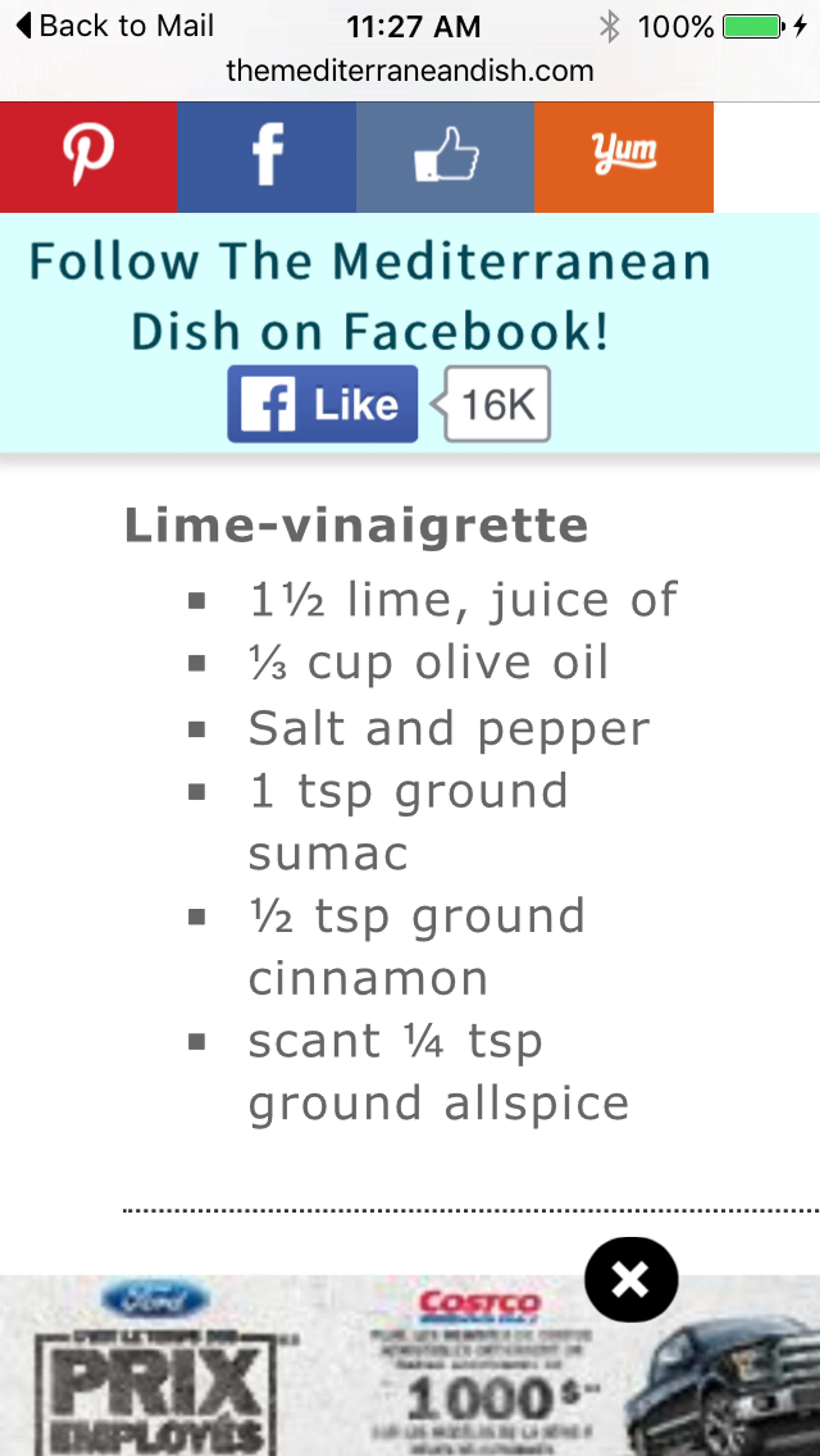 Lime-vinaigrette