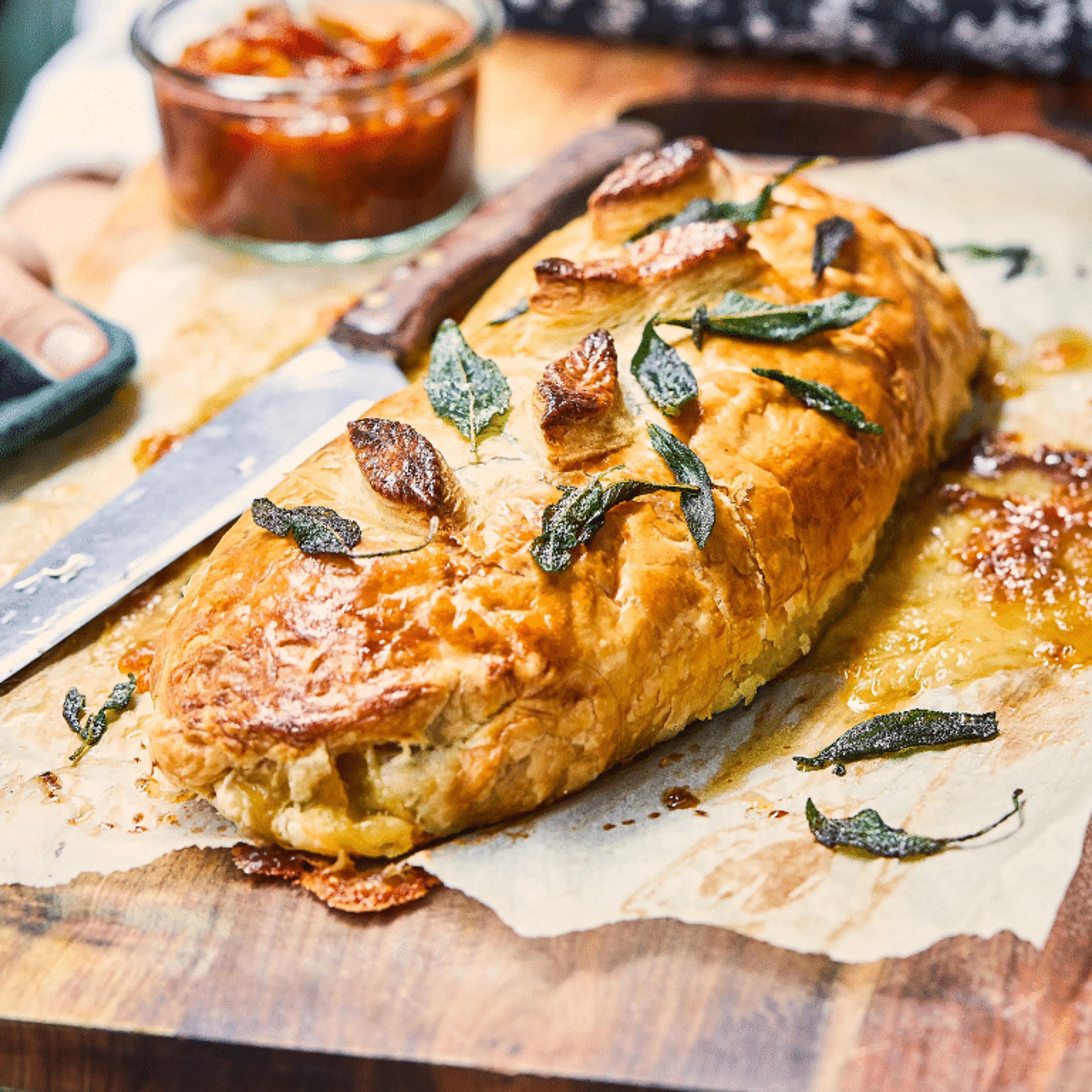 Portobello Mushroom, Caramelized Onion & Brie Wellington