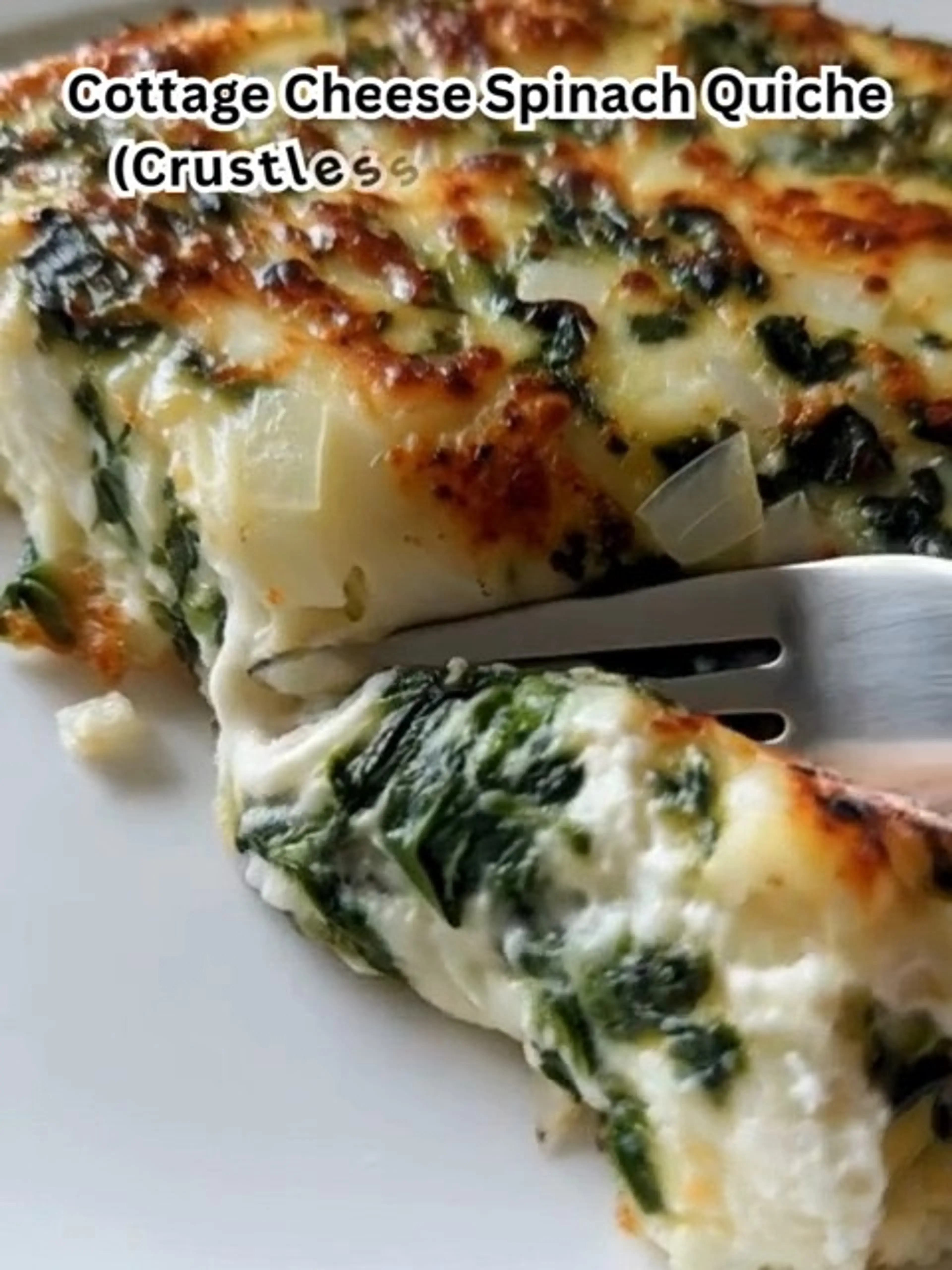 Cottage Cheese Spinach Quiche - Crustless