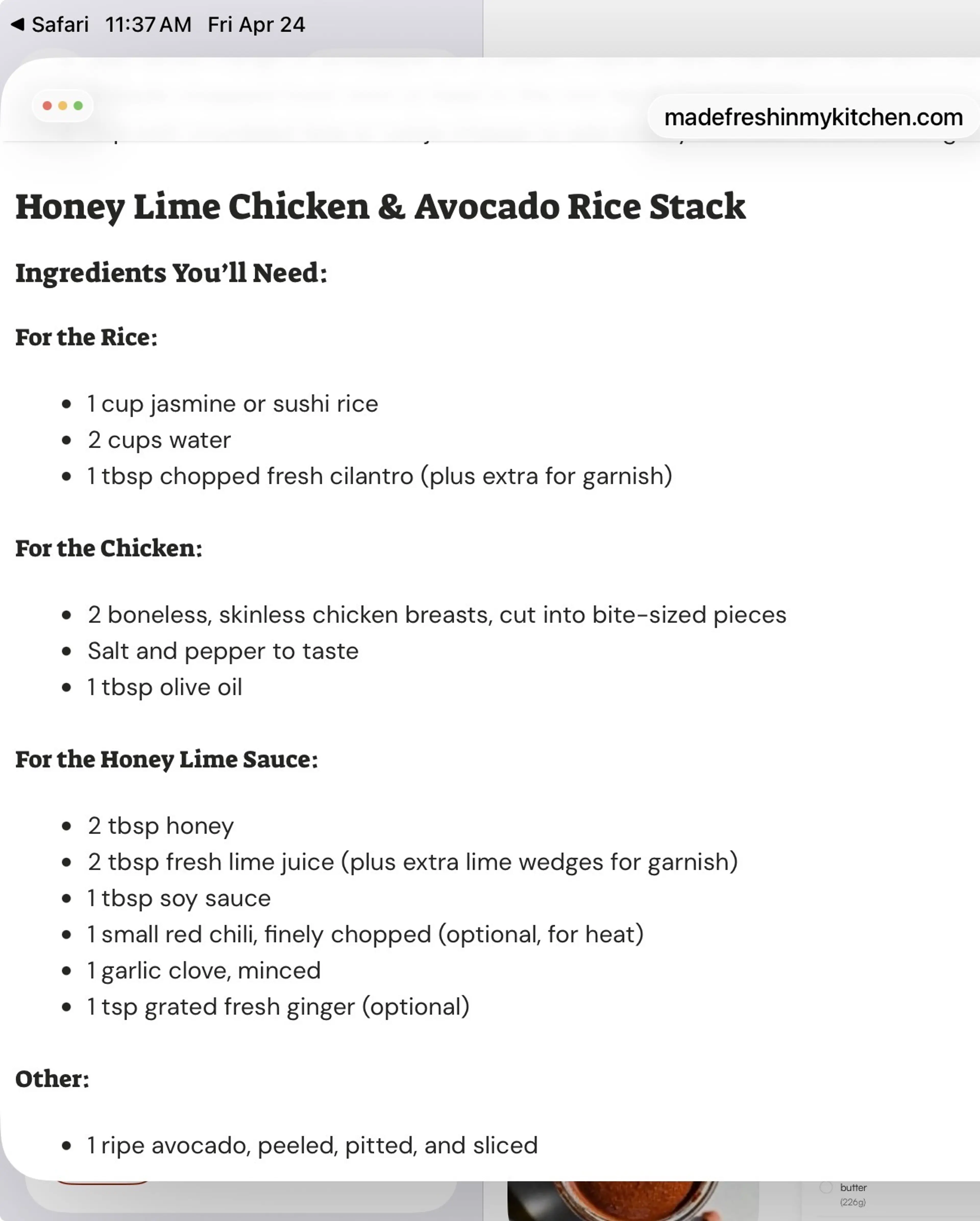 Honey Lime Chicken Stacks