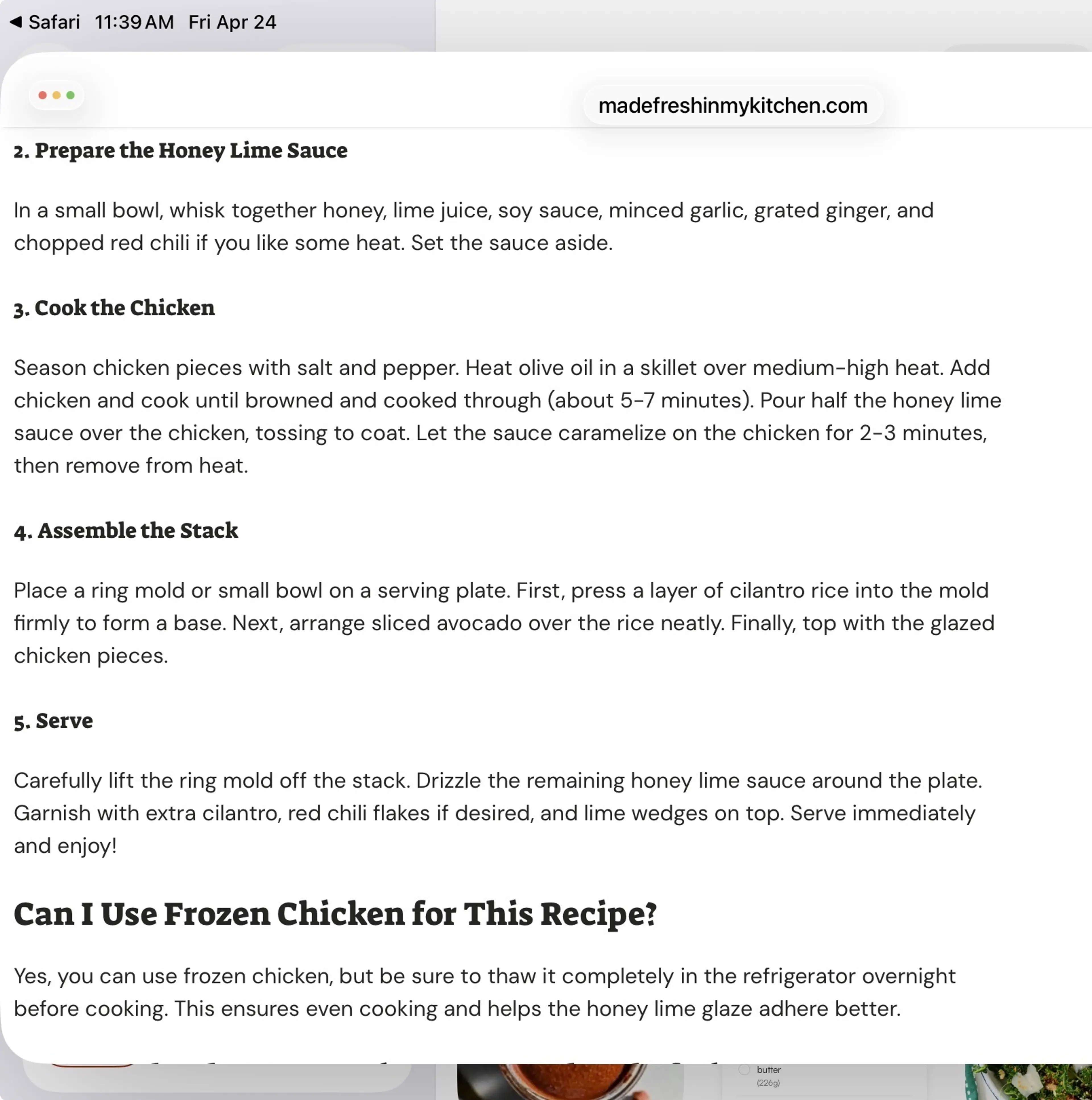 Honey Lime Chicken Stacks