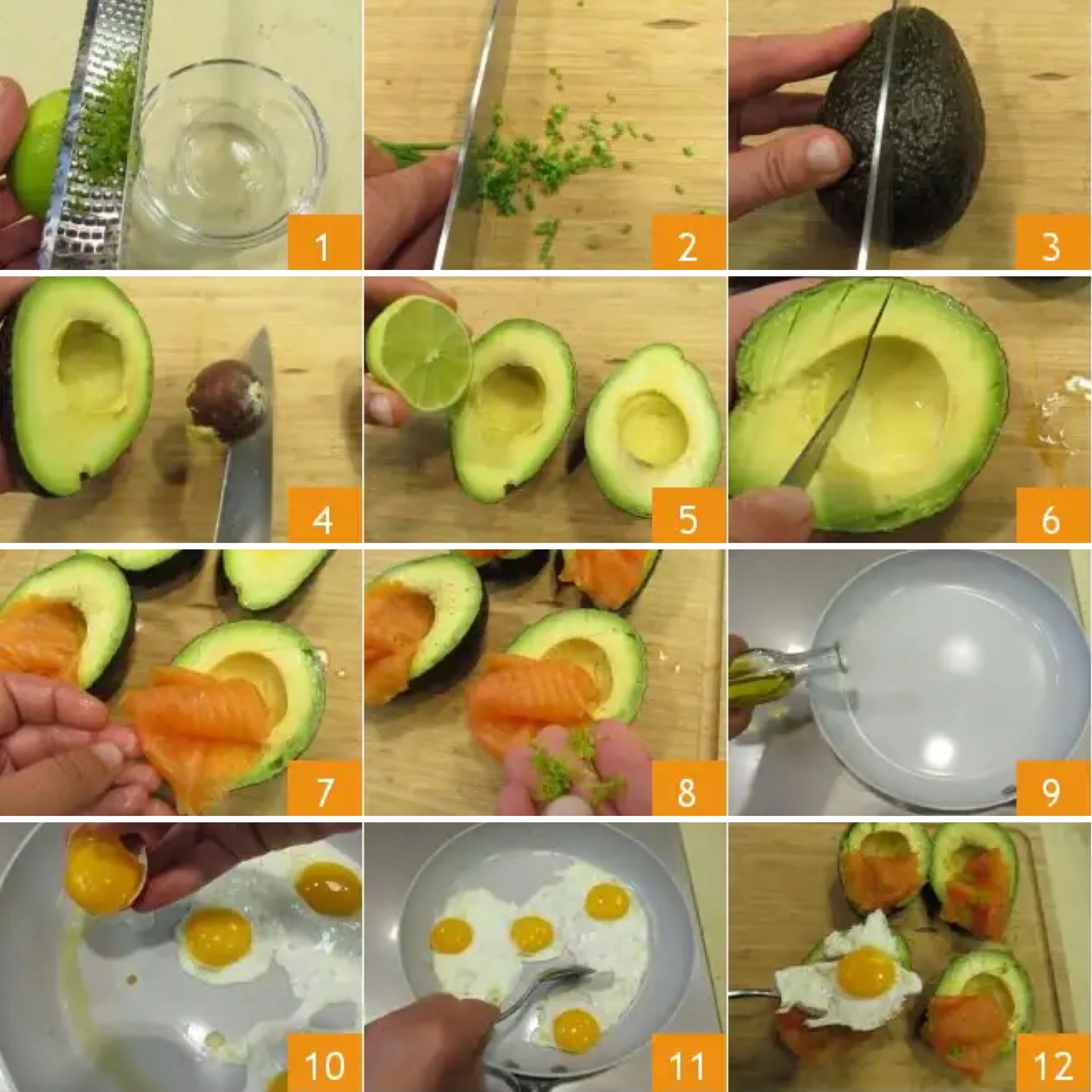 Avocado, uova e salmone