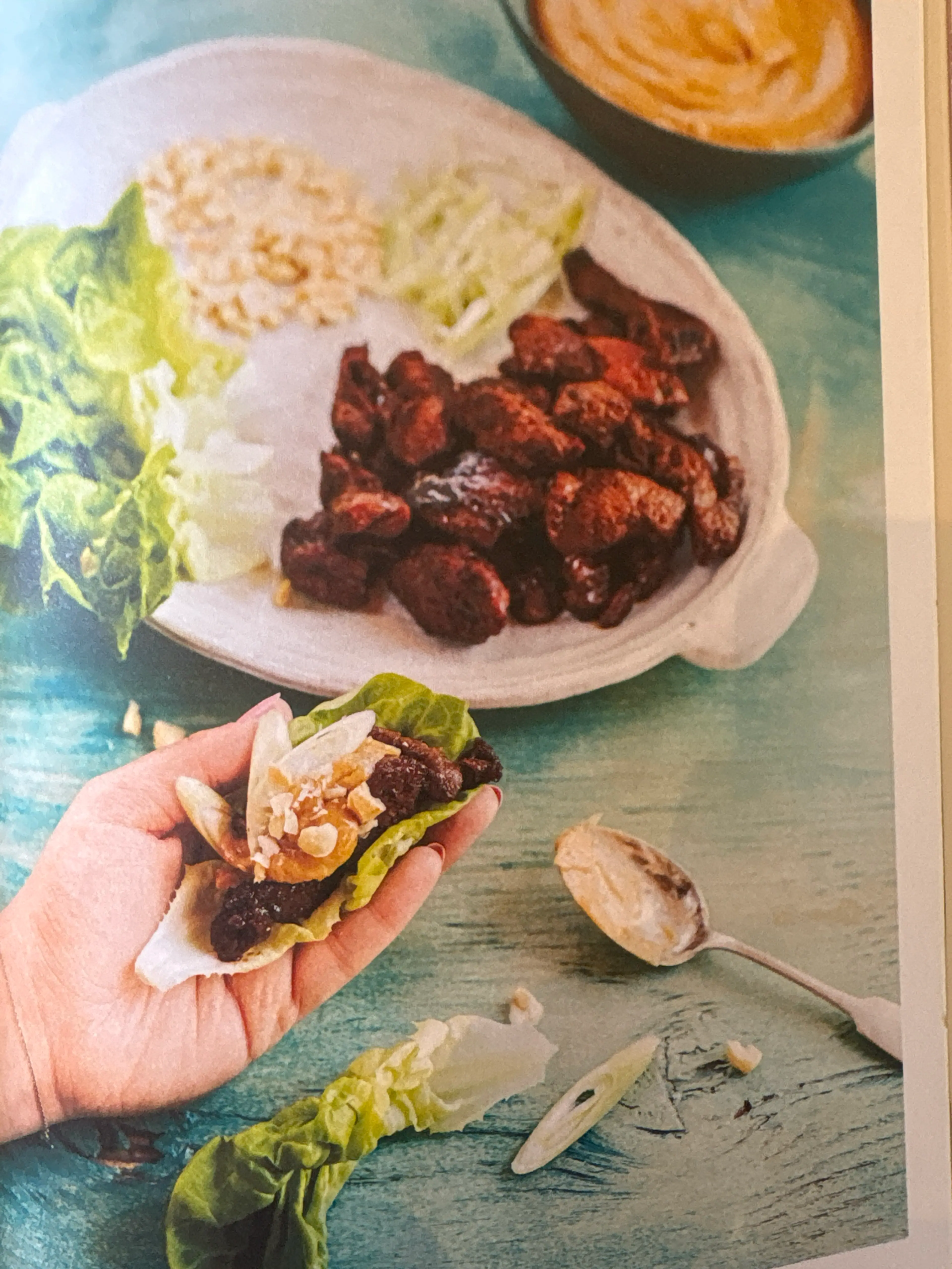 LAMB LETTUCE WRAPS with Peanut Sauce