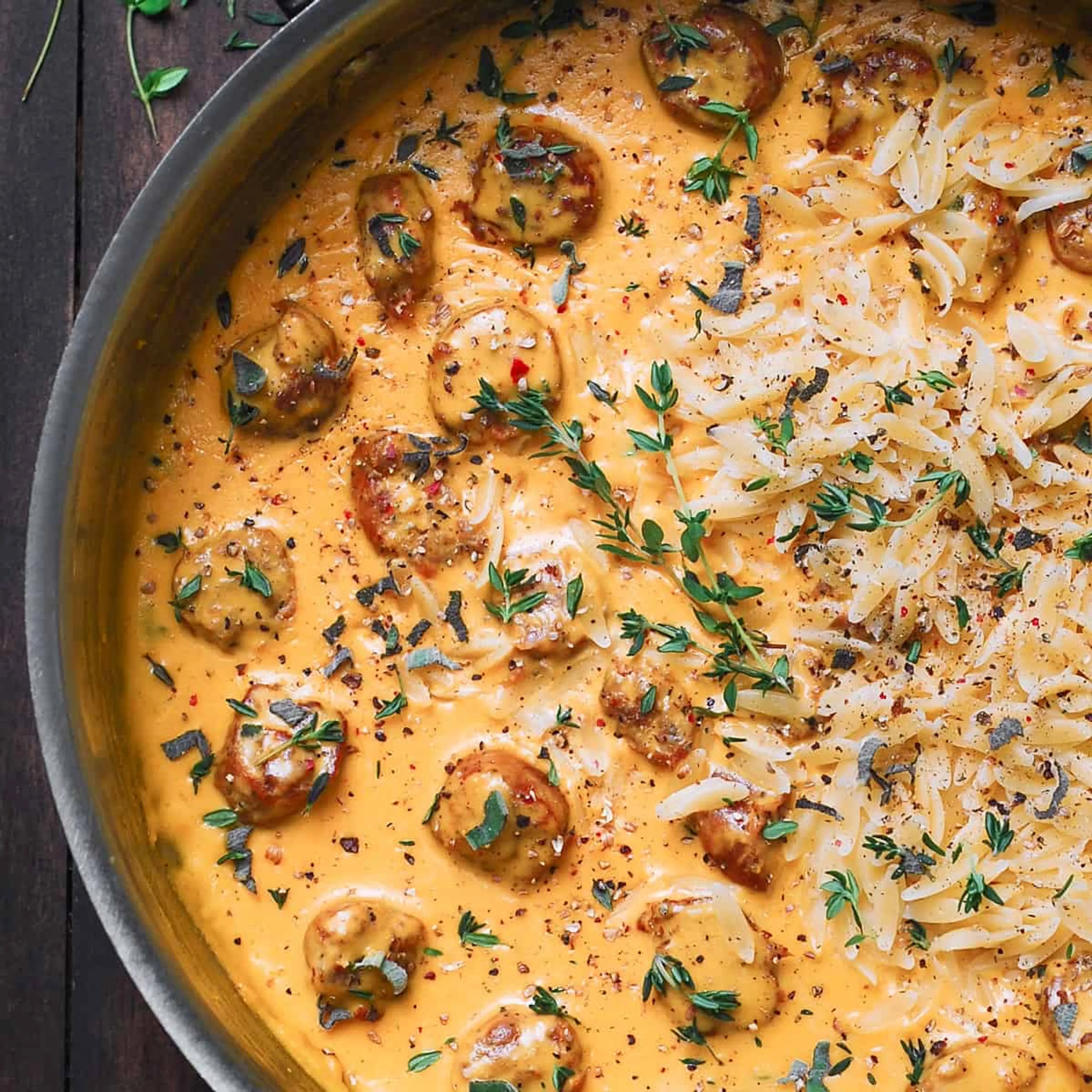 Creamy Butternut Squash Orzo with Sausage