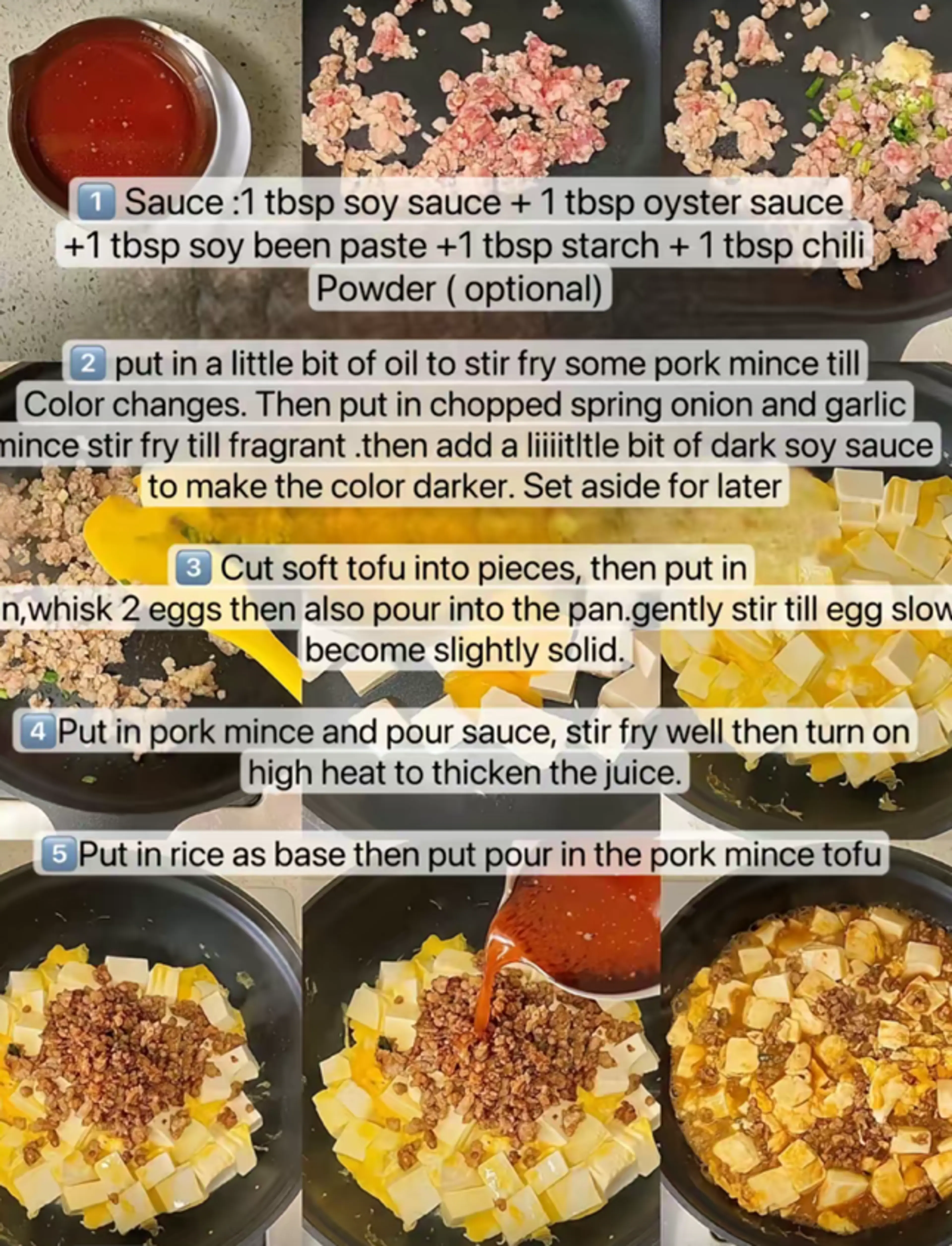 Pork mince tofu rice bowl