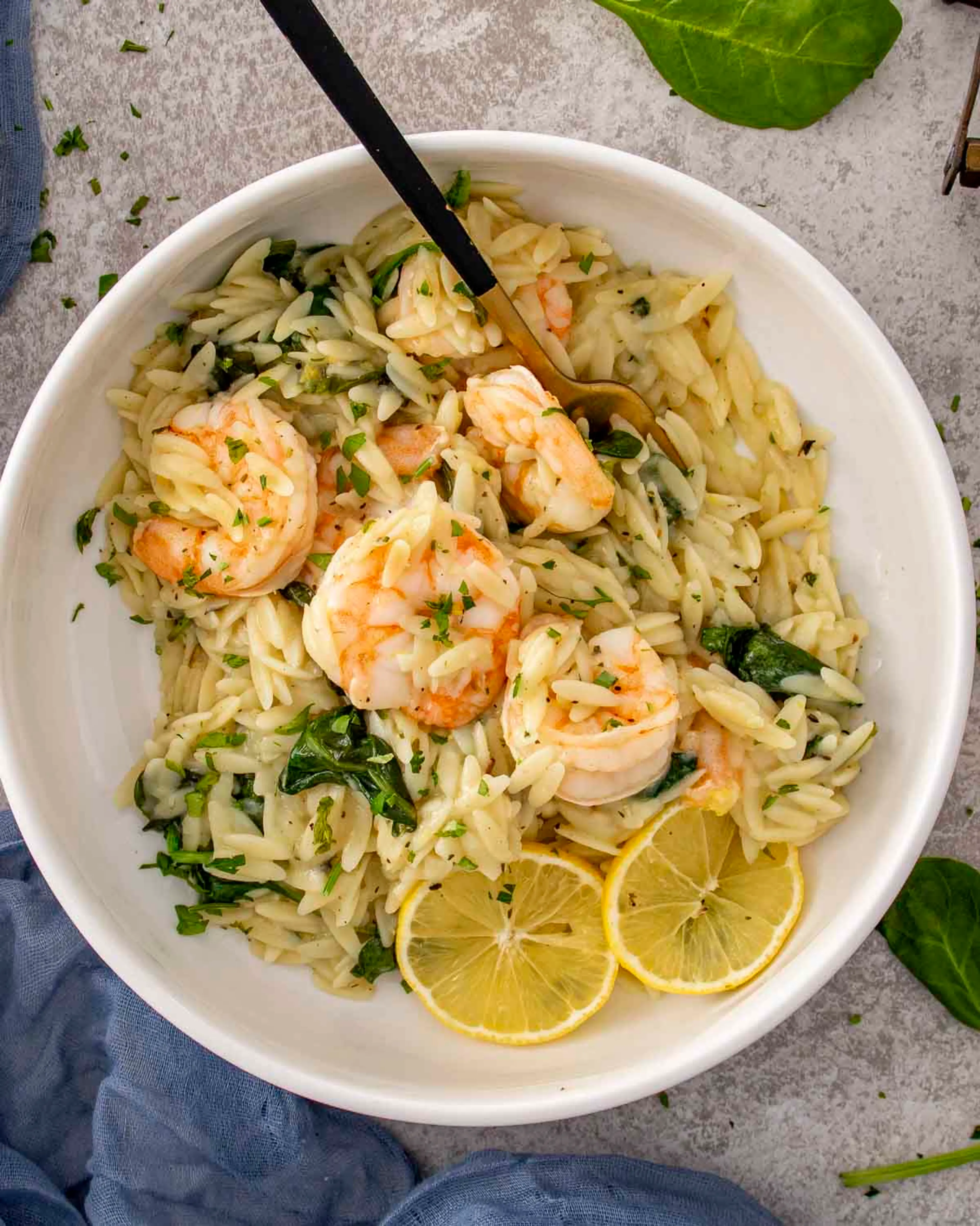 Lemon Garlic Shrimp Orzo