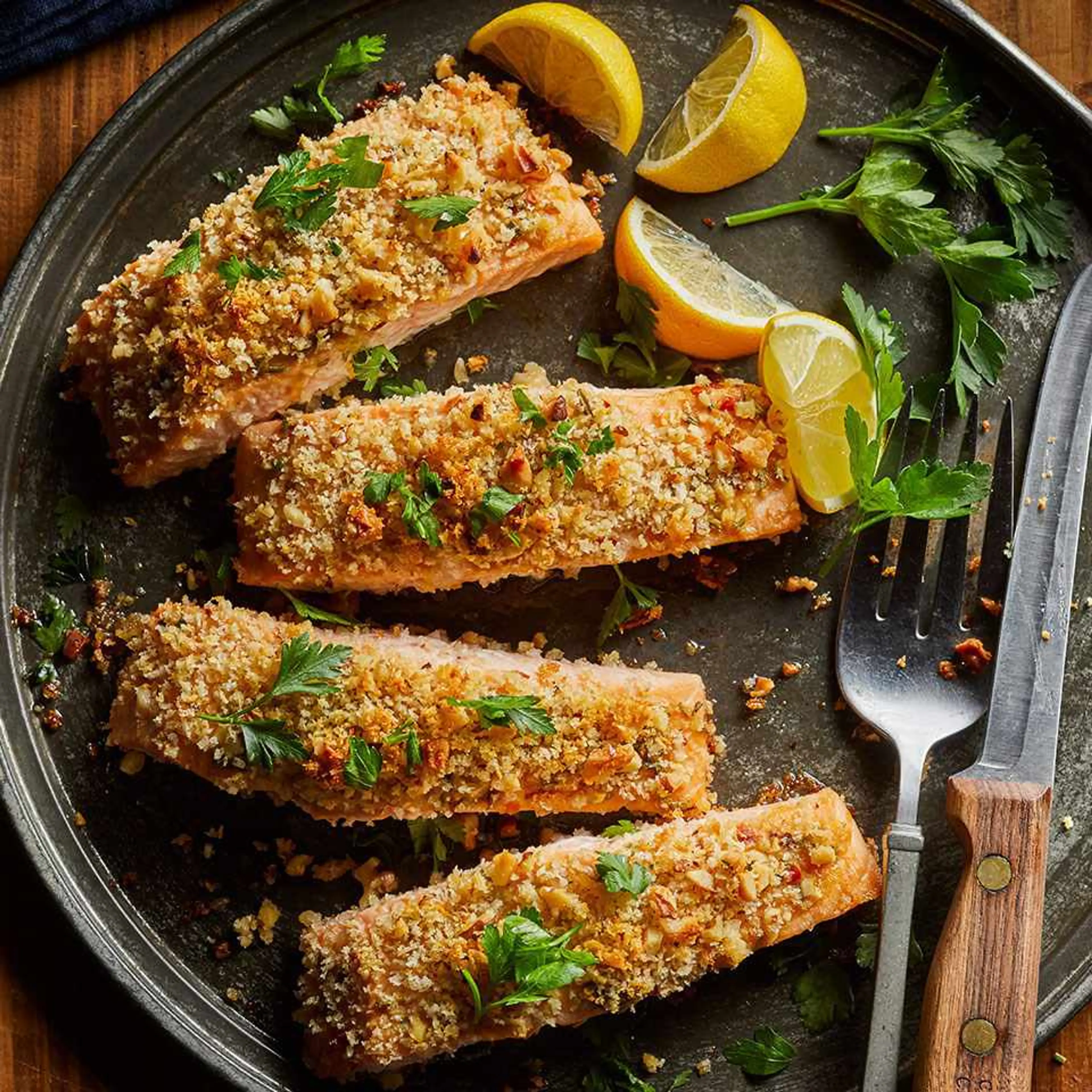 Walnut-Rosemary Crusted Salmon