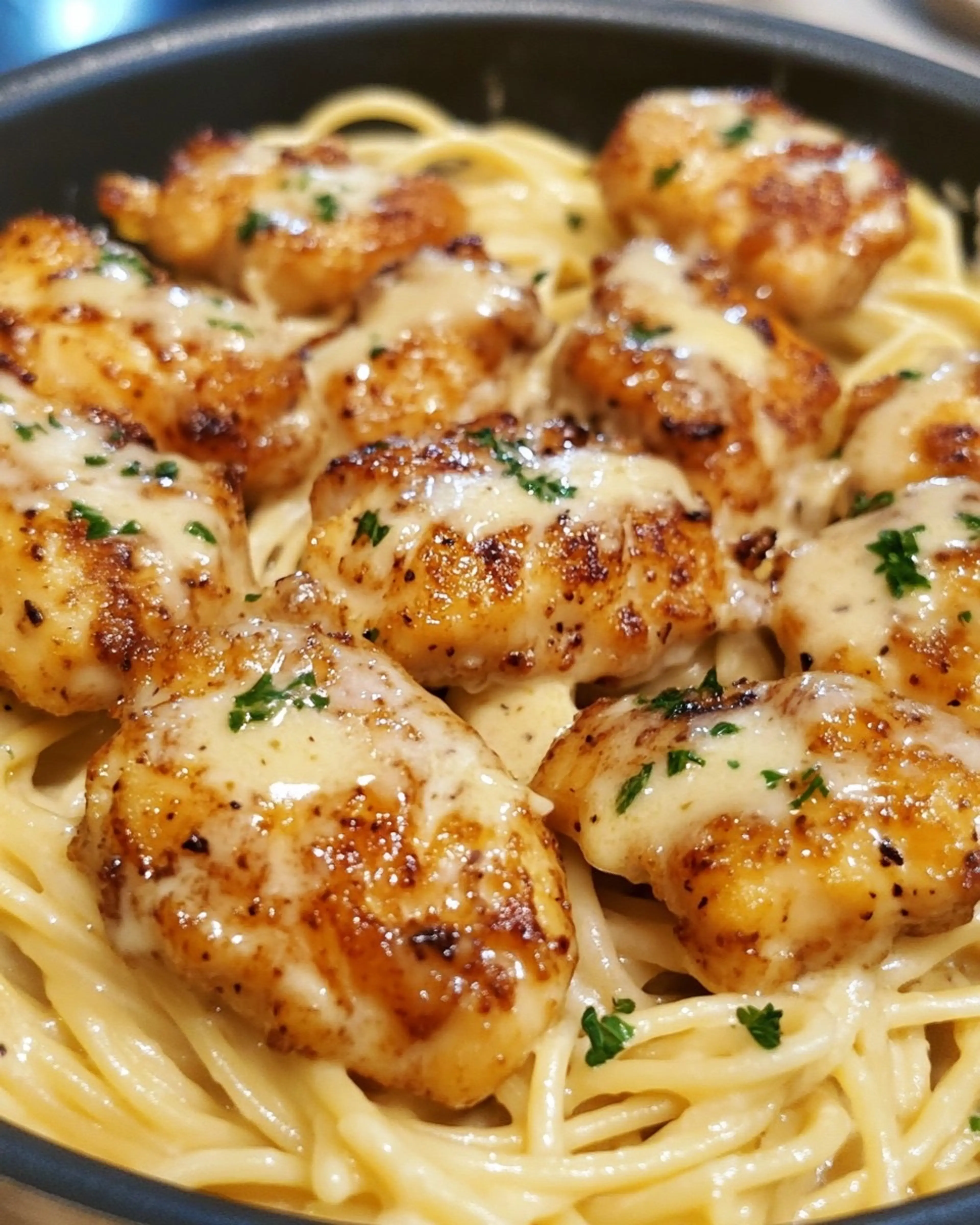 Creamy Parmesan Pasta with Sautéed Garlic Butter Chicken