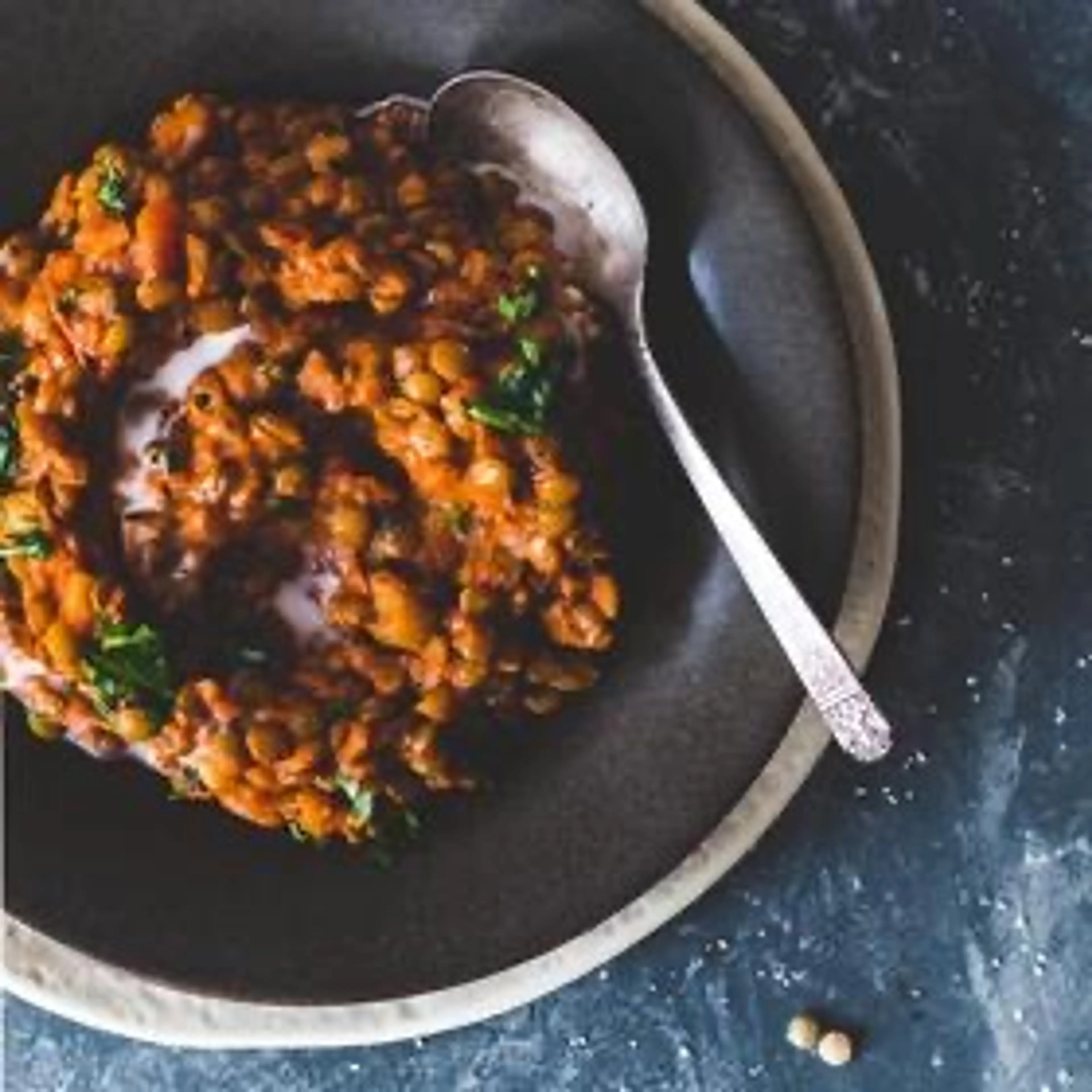 Smoky Tomato Lentils Cooked in Coconut Milk