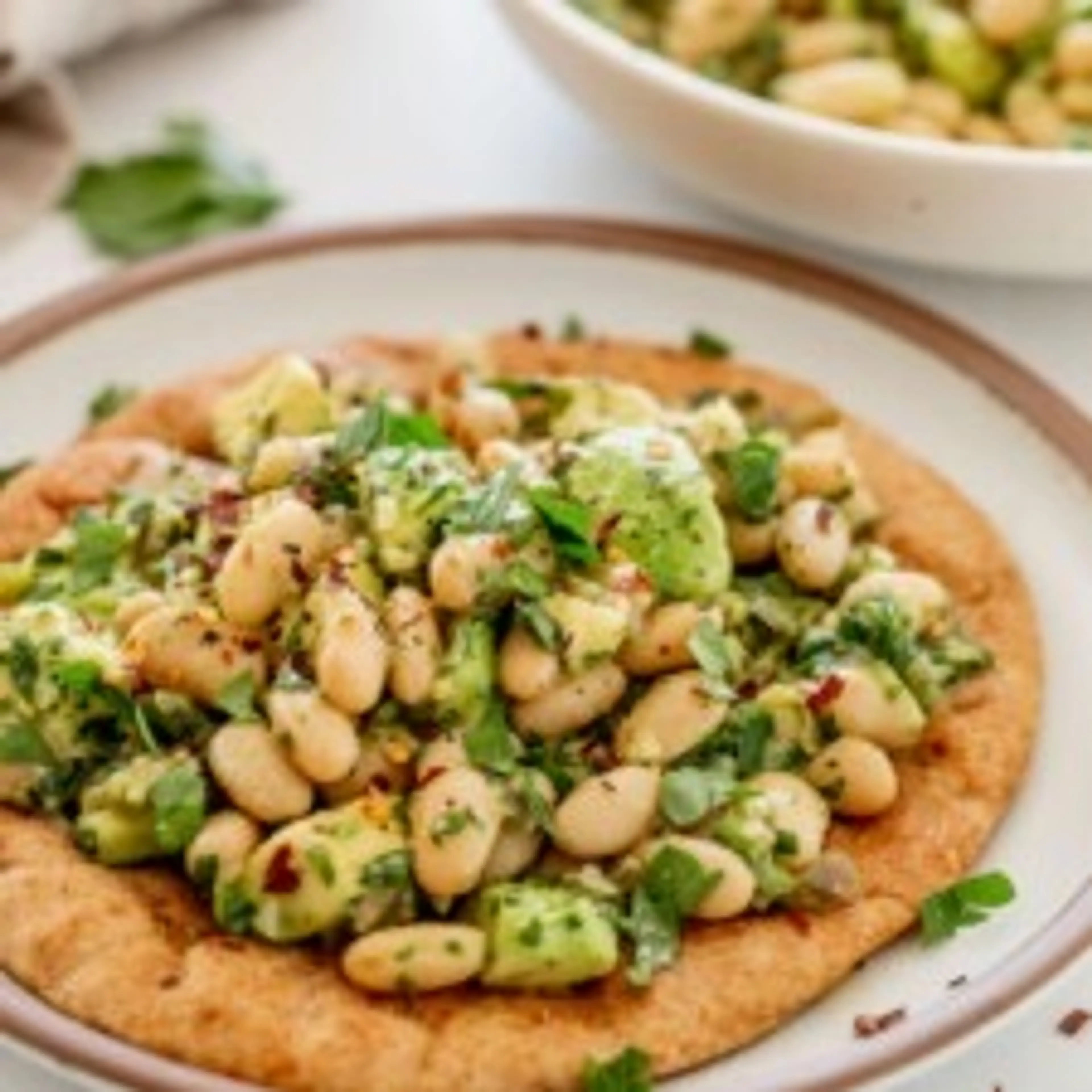 Avocado Breakfast Flatbreads with Pickled White Beans