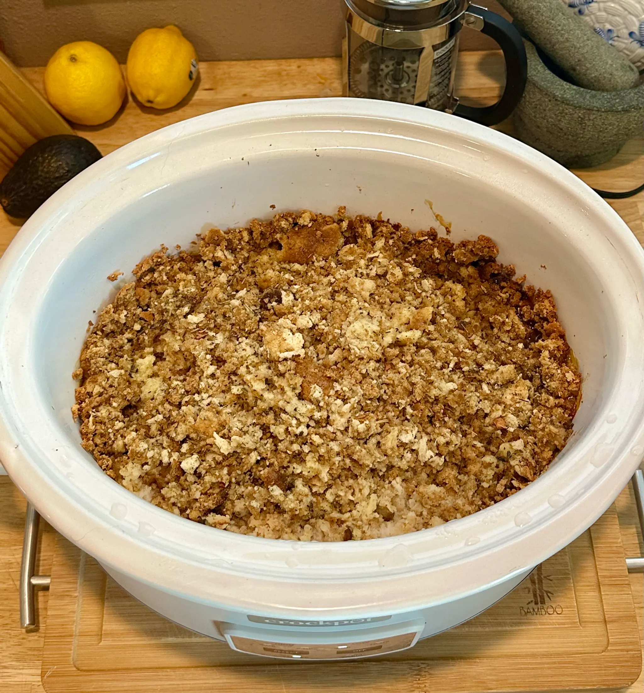 Slow Cooker Pork Chops with Apple Pie Filling & Stuffing