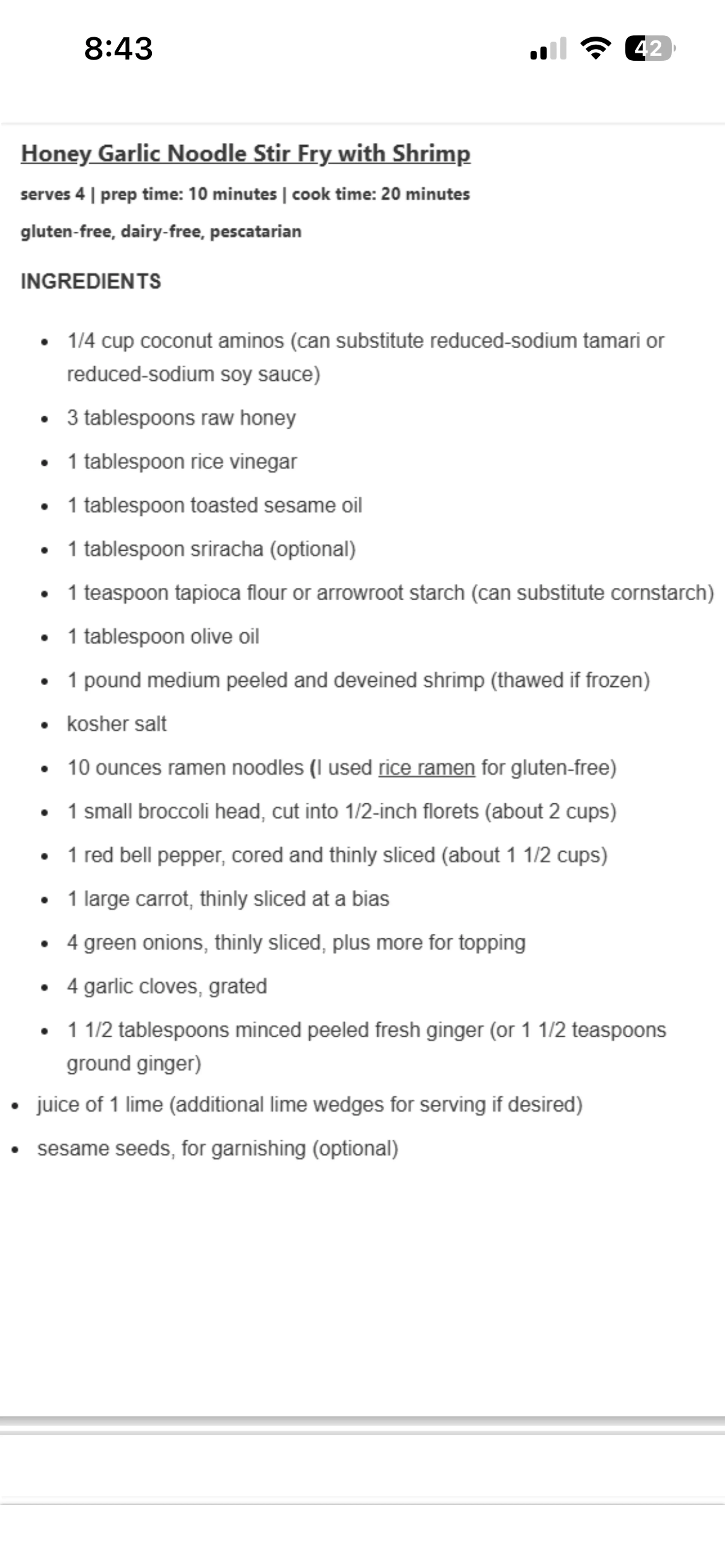 Honey Garlic Noodle Stir Fry with Shrimp