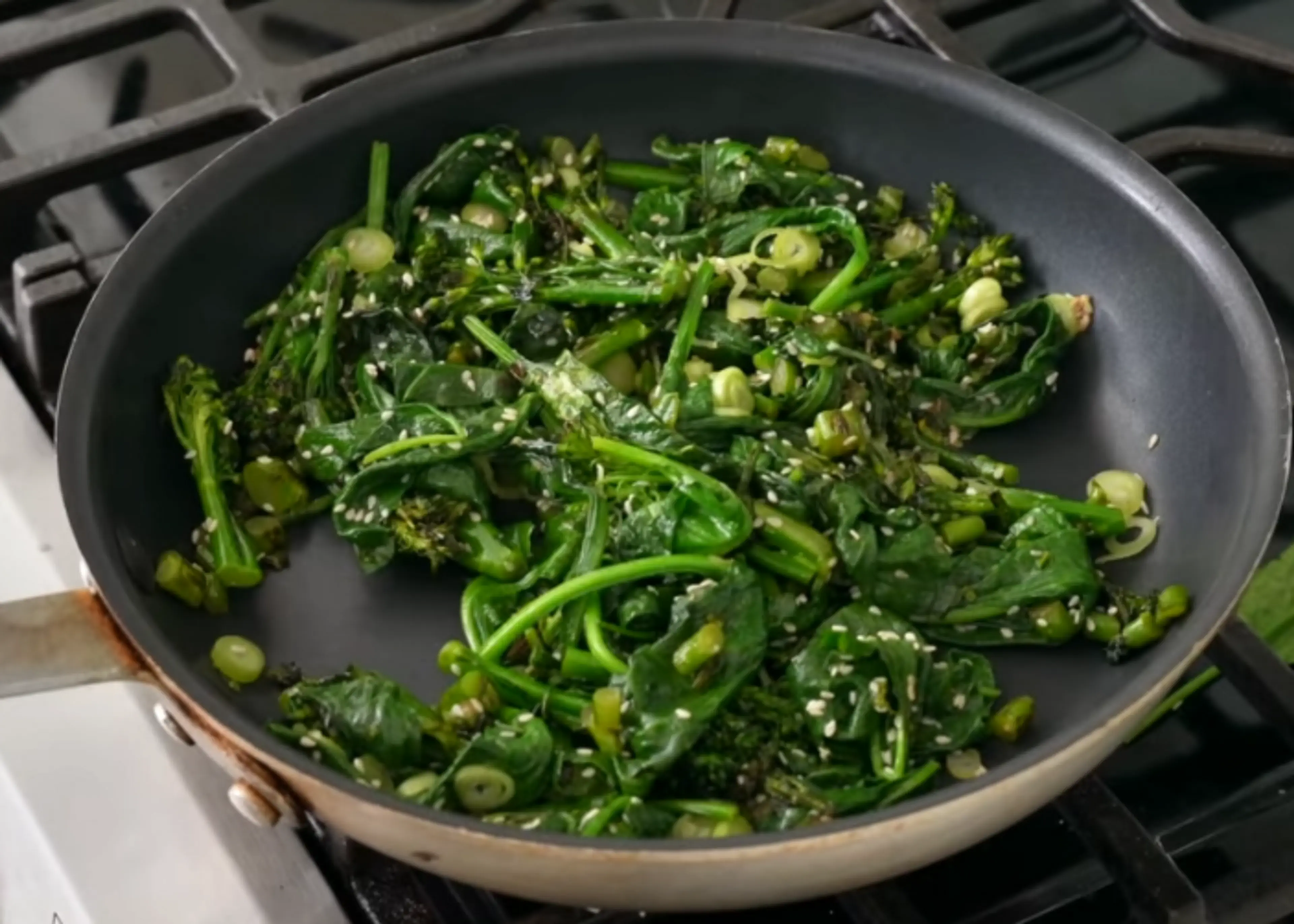 Sauteed Broccolini With Wilted Spinach