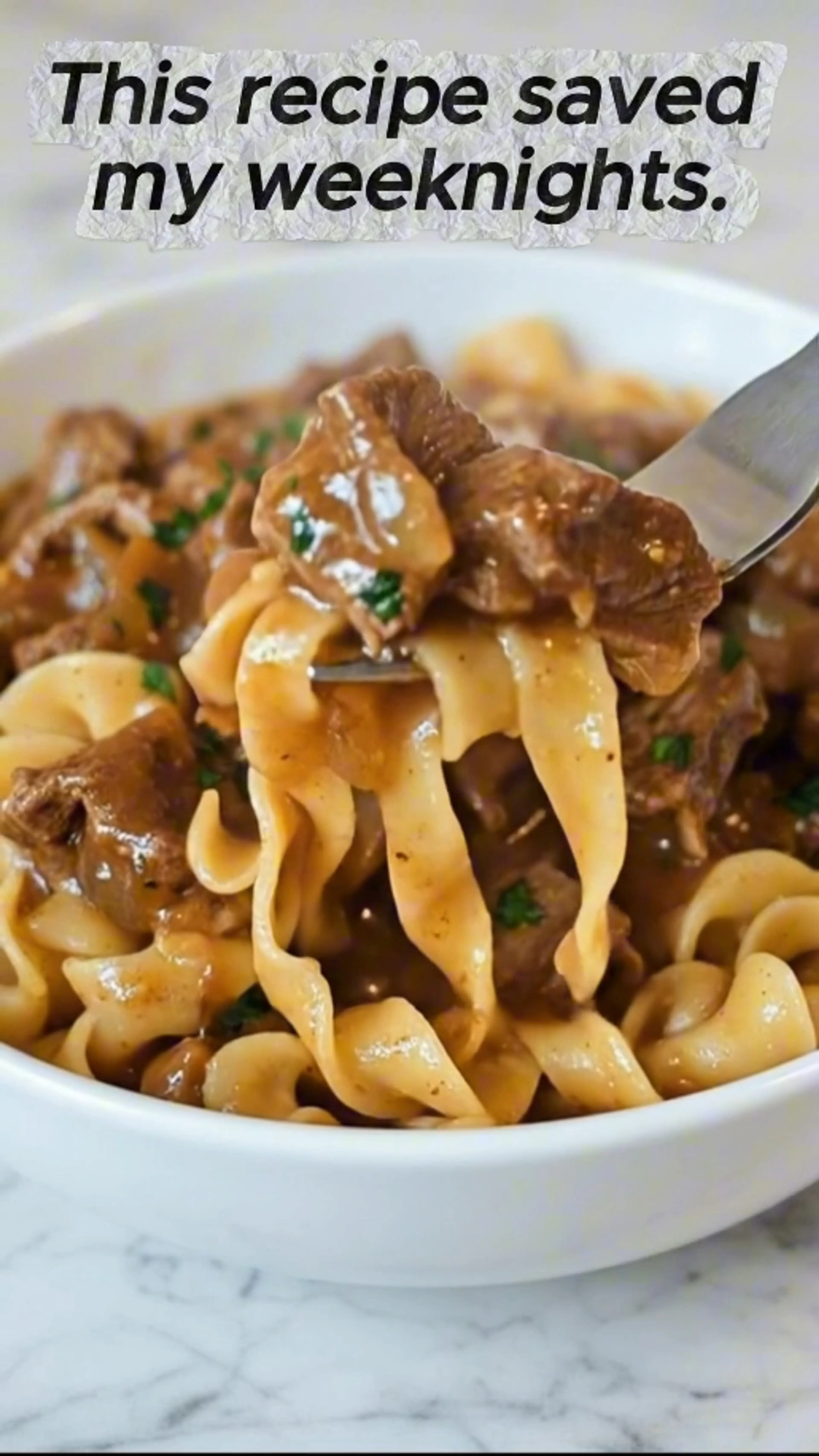 Crockpot Beef Tips and Noodles