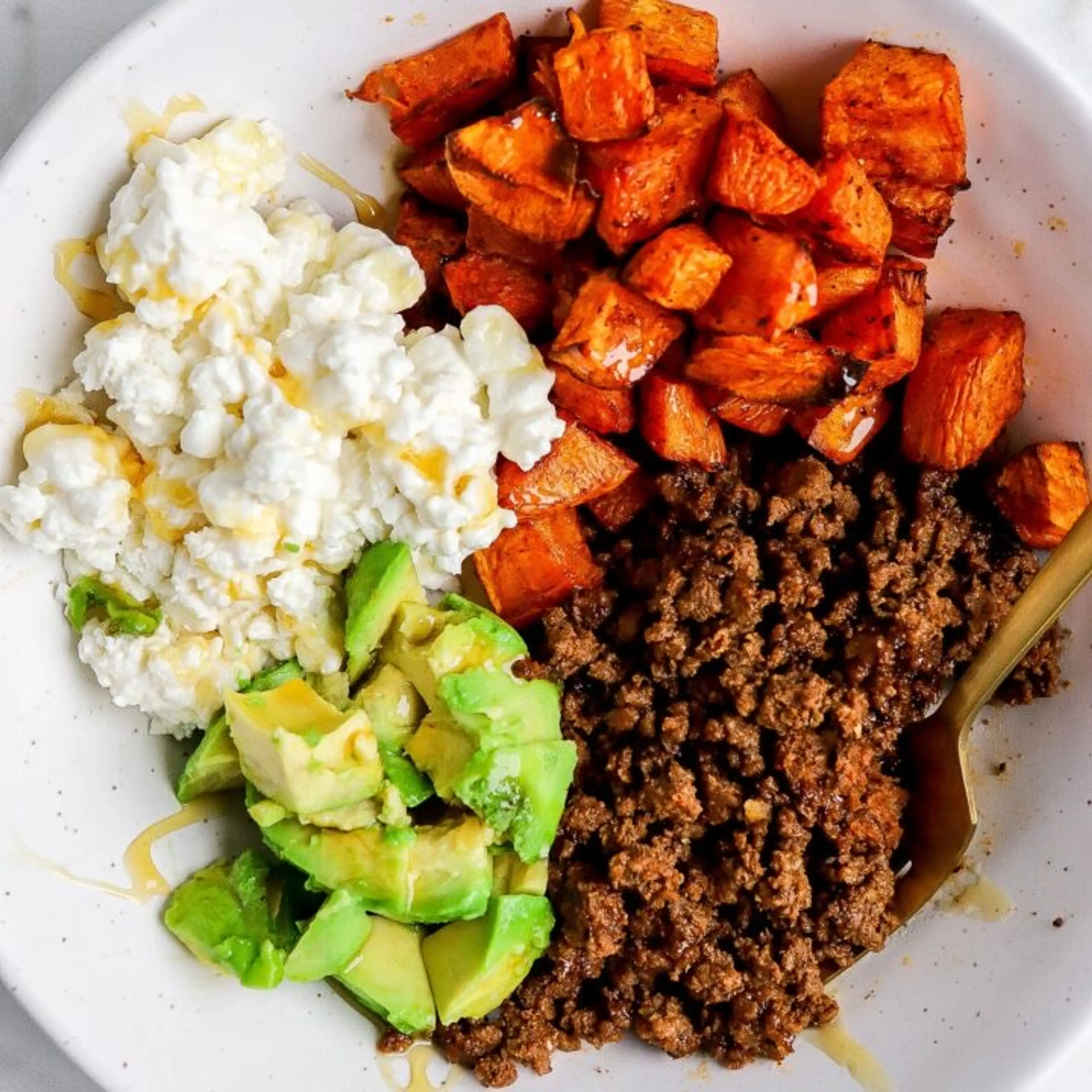 Viral Cottage Cheese Sweet Potato Beef Bowl