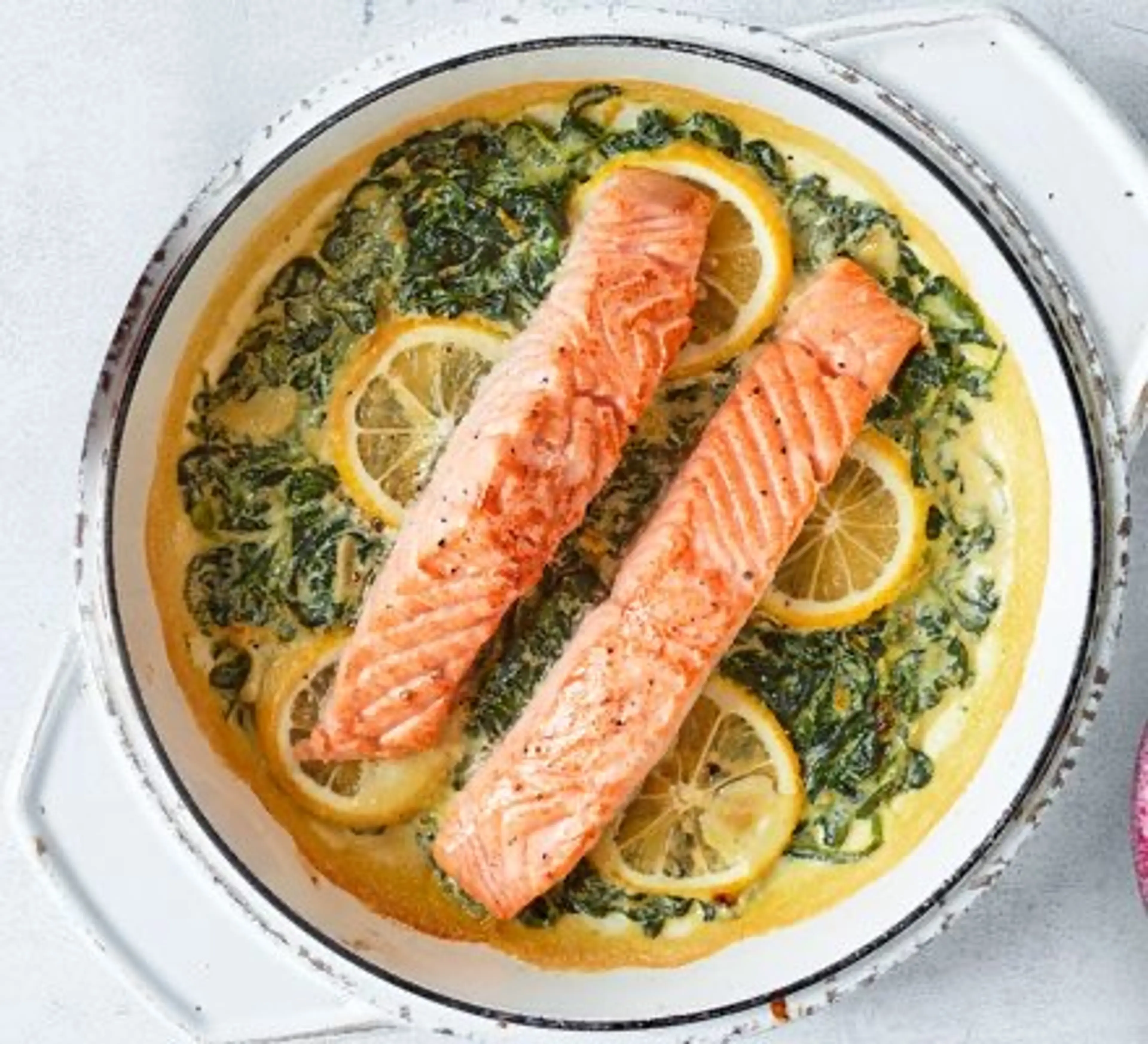 Garlic, lemon & spinach salmon