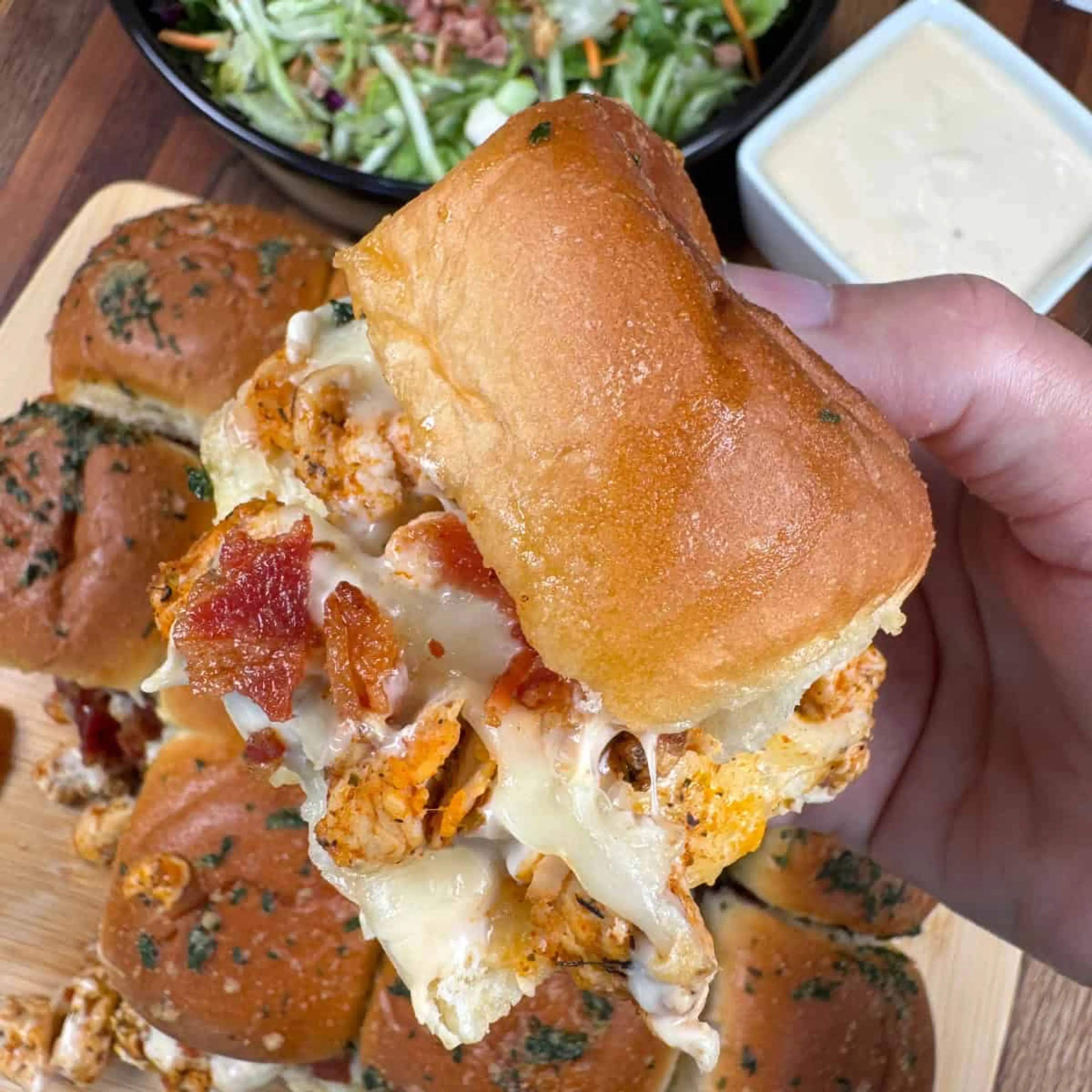 Cheesy Chicken Alfredo Sliders