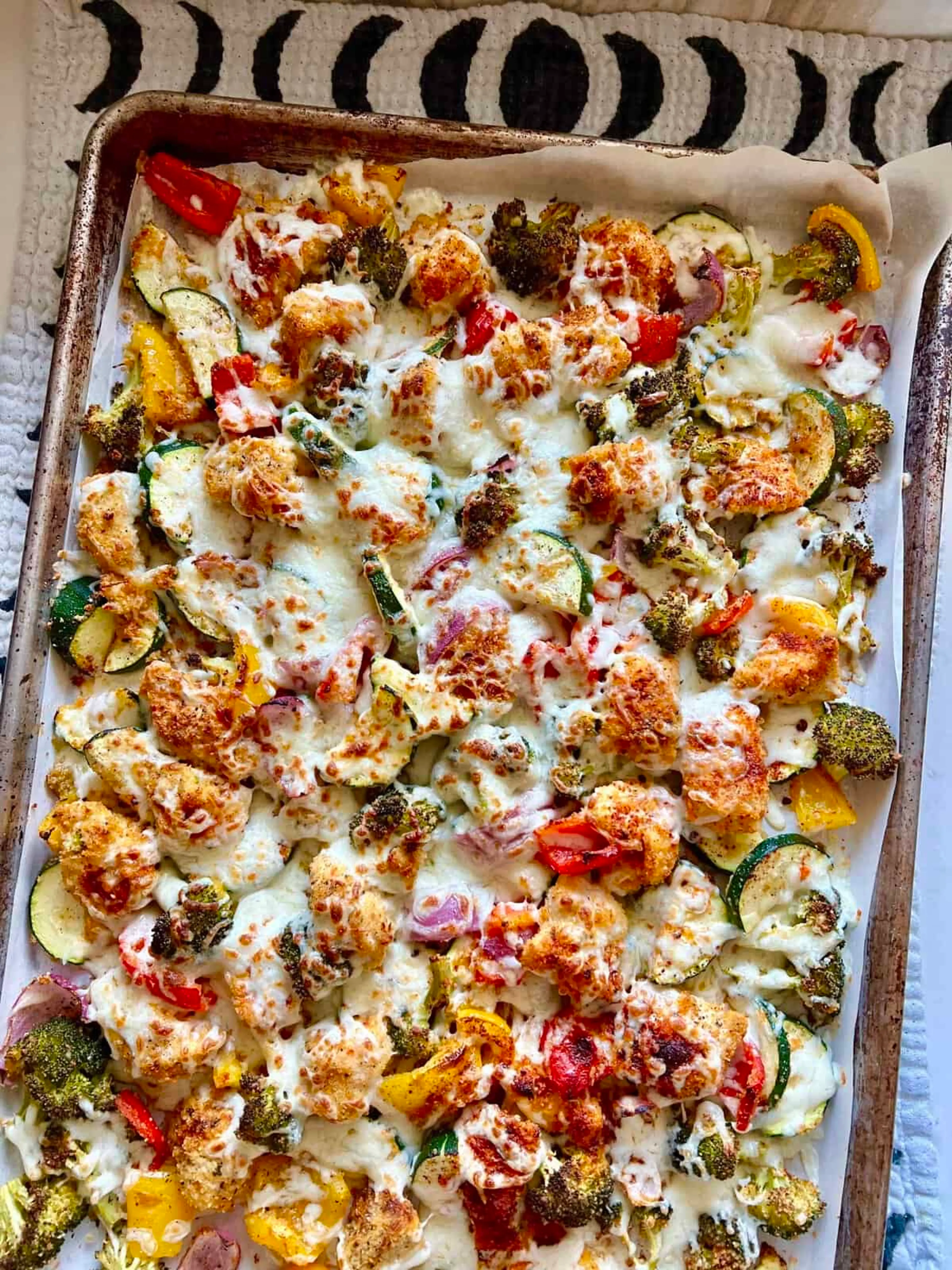 Cheesy Chicken Veggie Sheet Pan Dinner