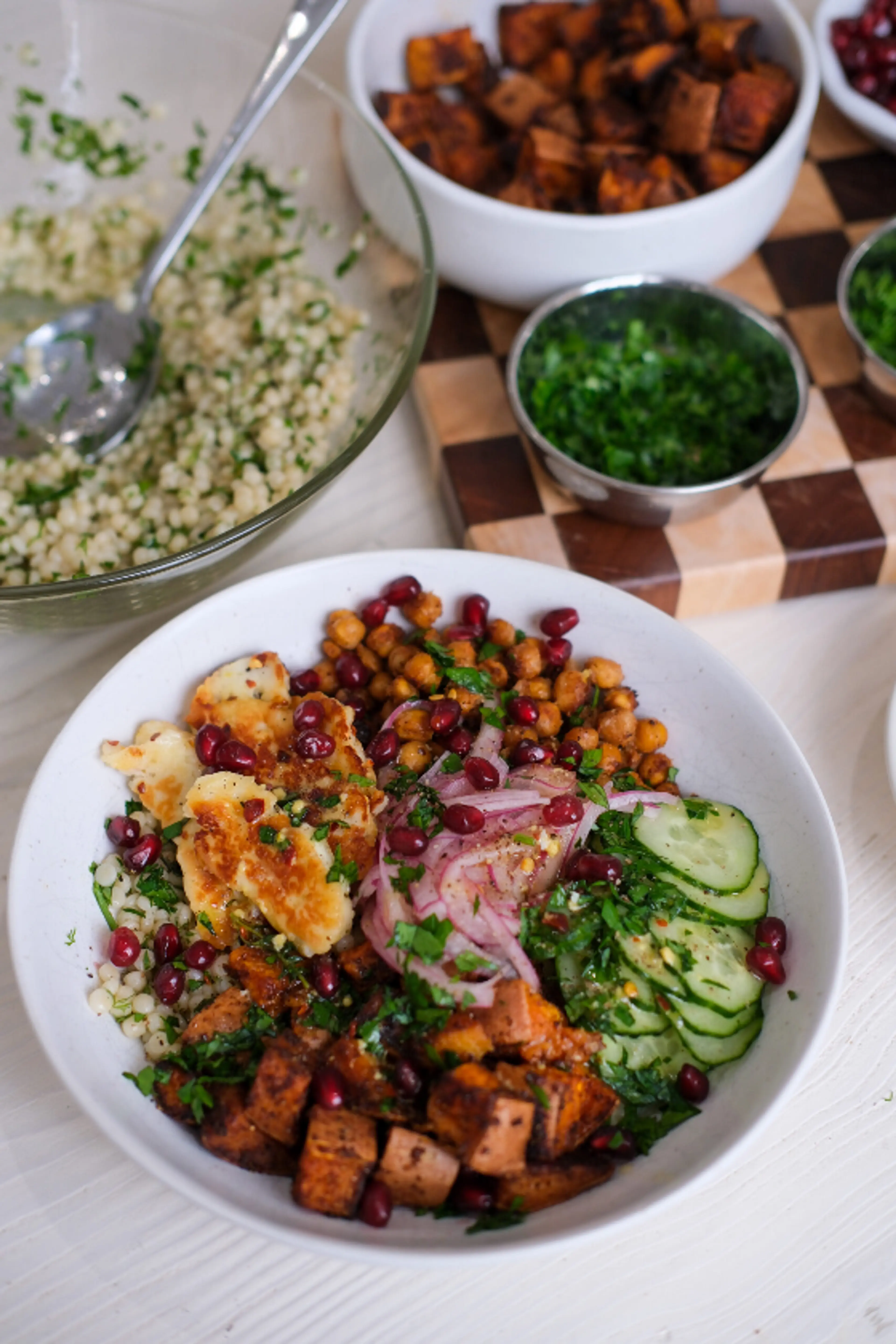 Hot Honey Halloumi & Chickpea Bowls