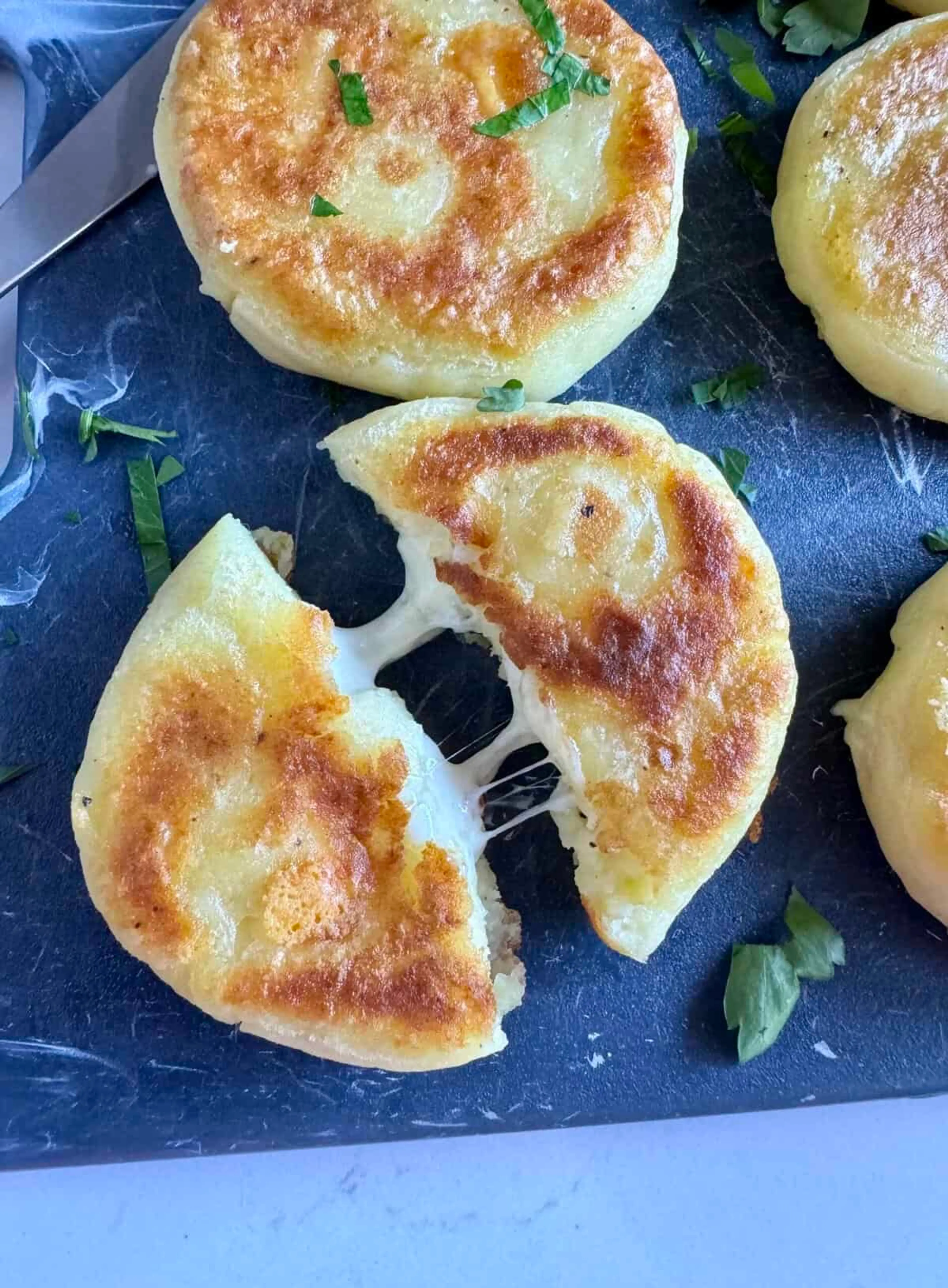 Cheesy Stuffed Potato Cakes (2 Ingredients)