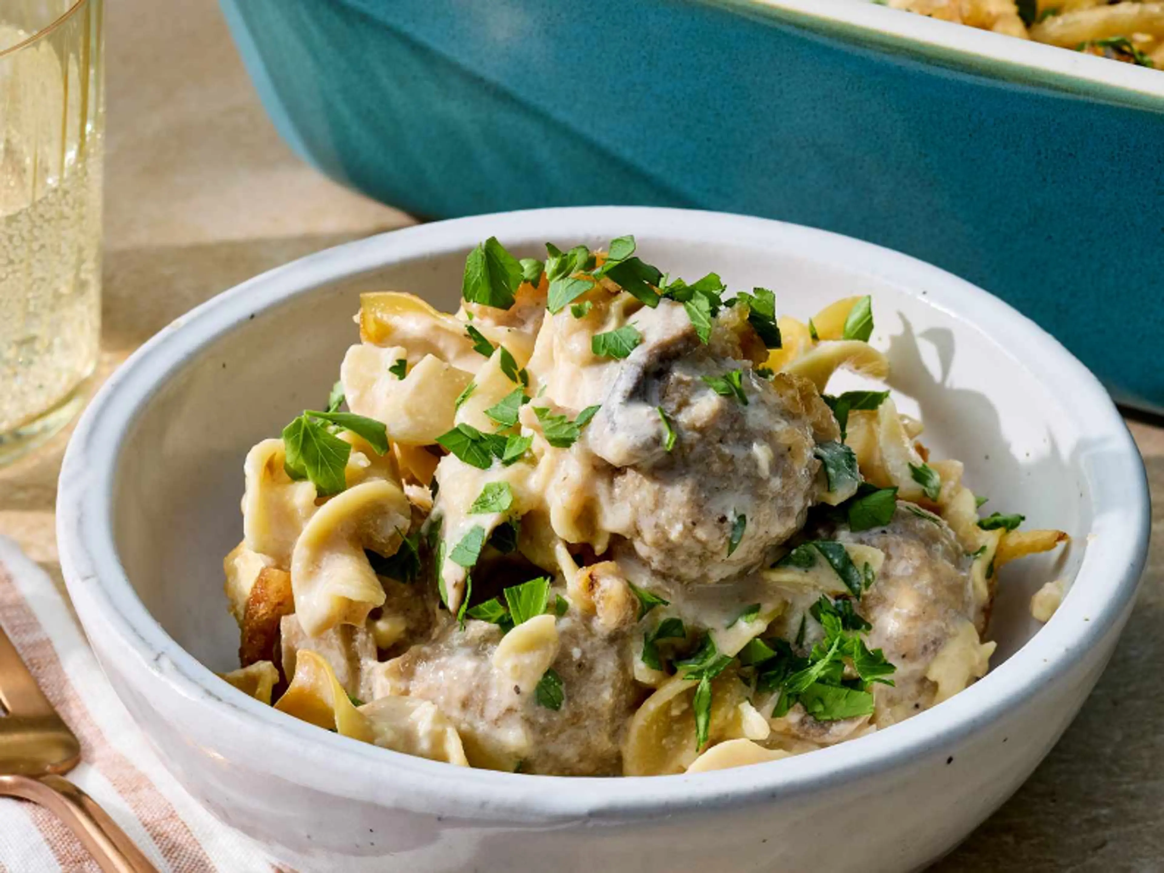 Dump and Bake Meatball Stroganoff