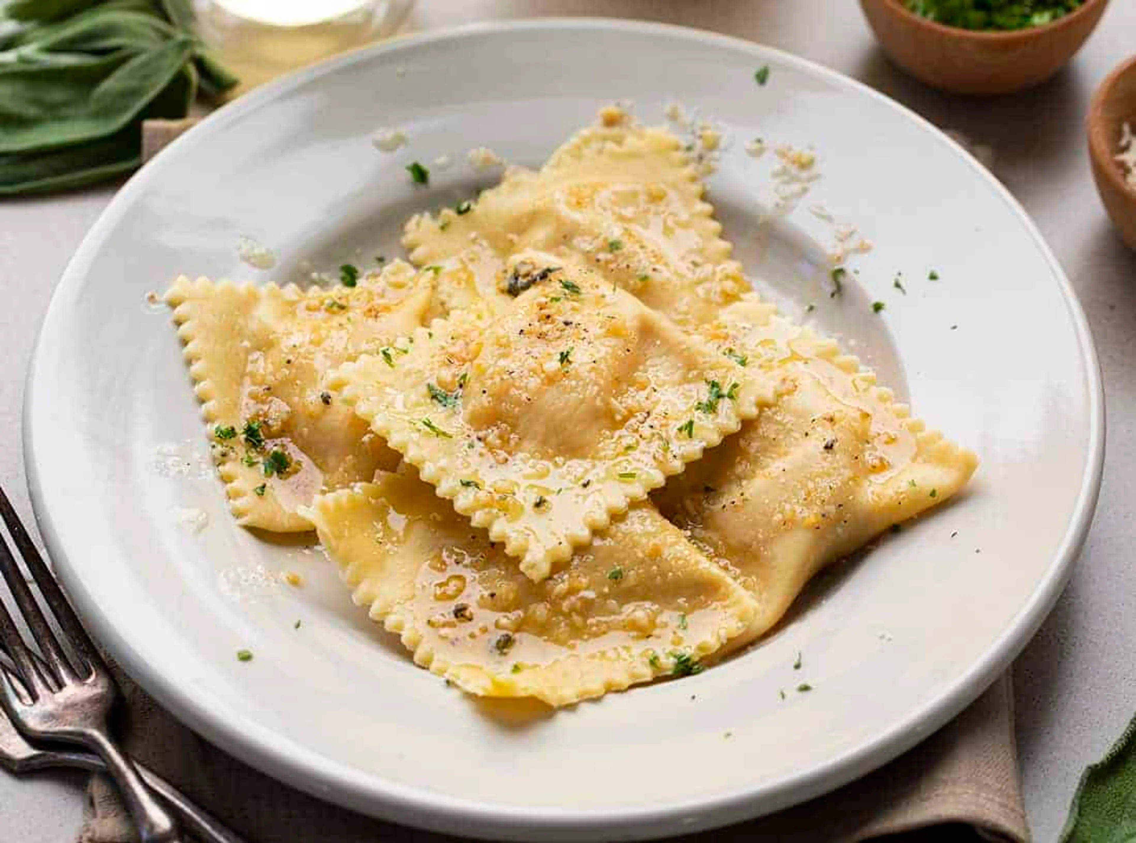 Homemade Pumpkin Ravioli with Garlic Brown Butter
