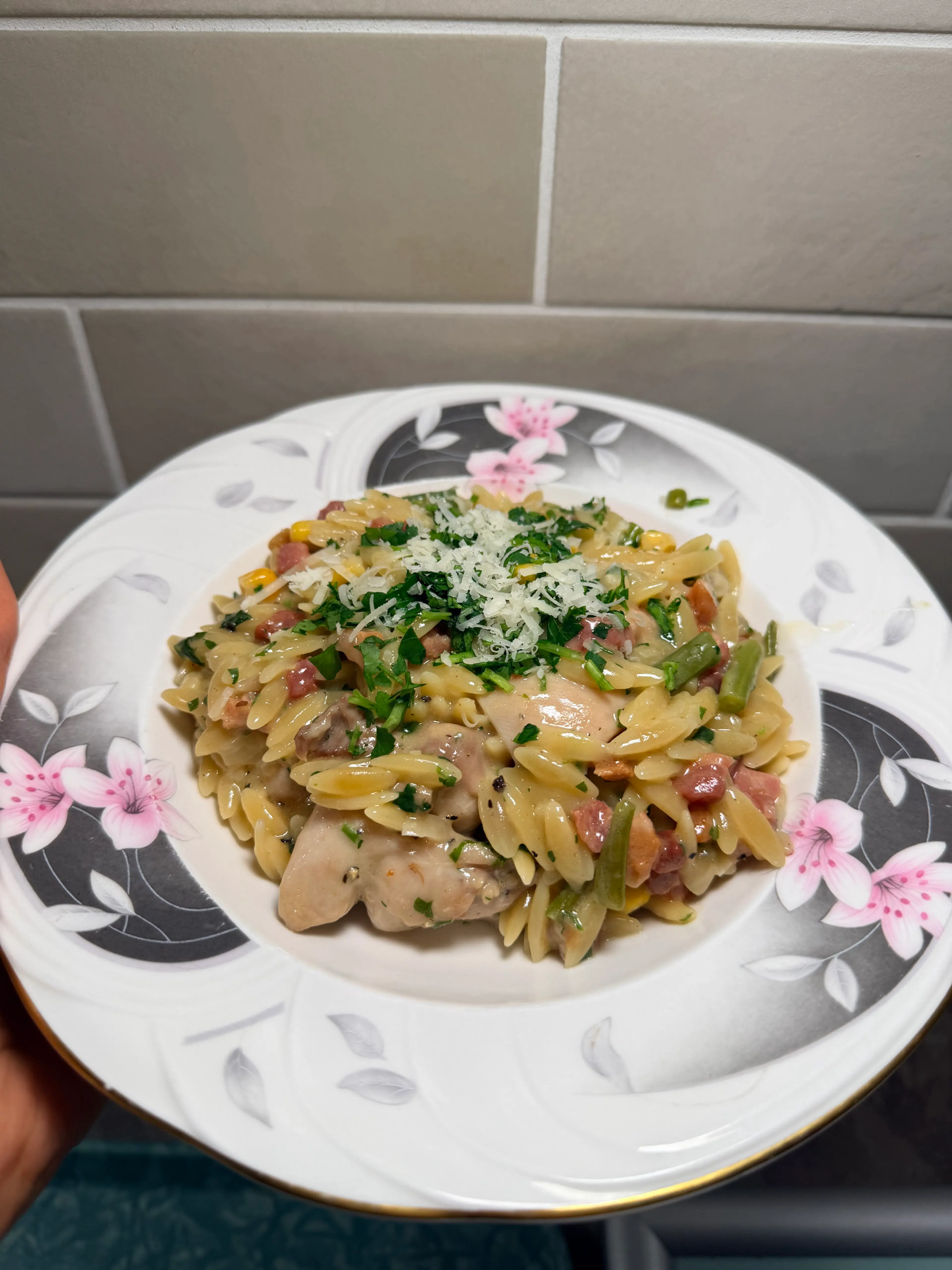 Chicken & Pancetta Creamy Orzo