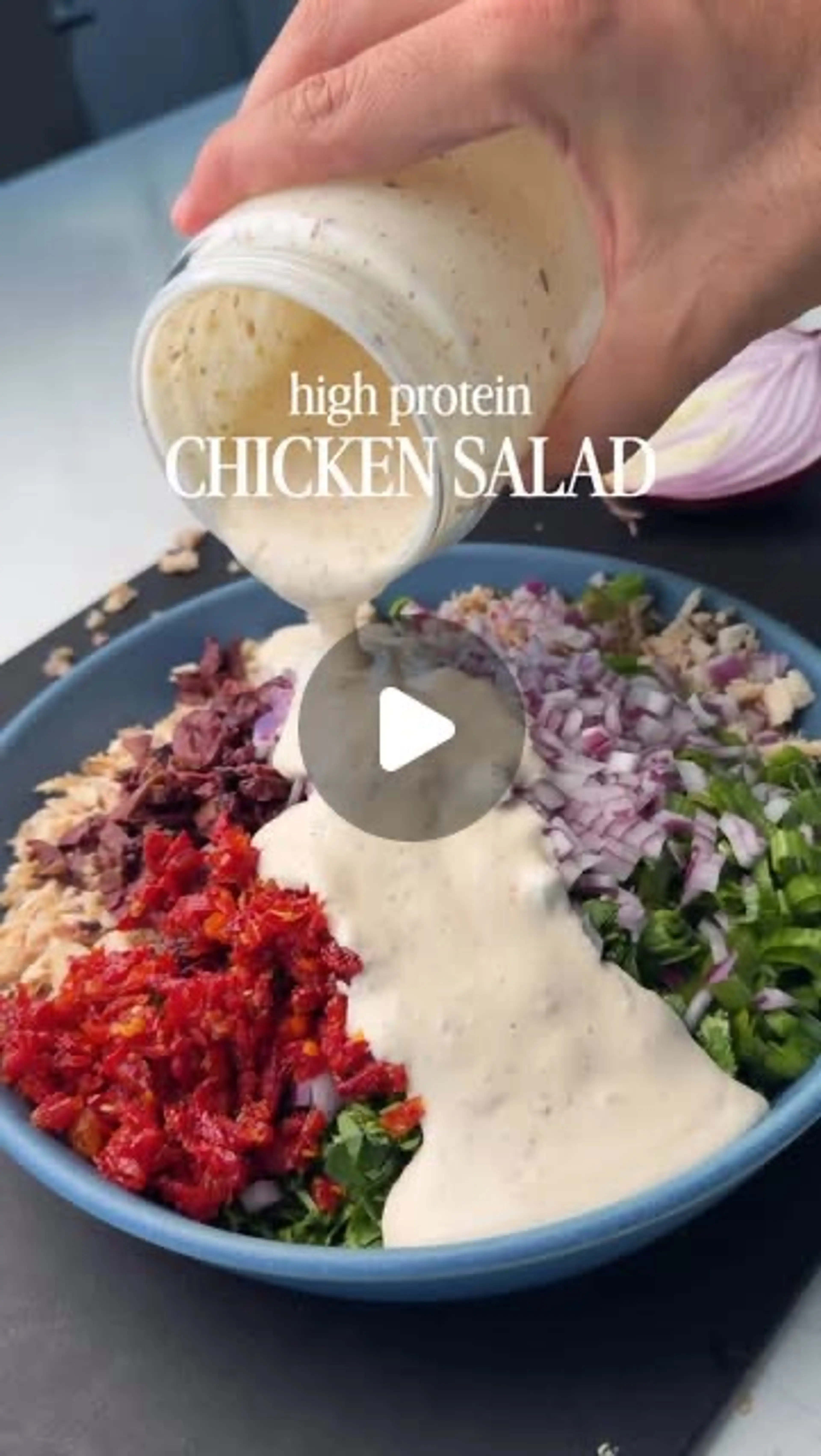 Easy High Protein Chicken Salad (mediterranean Inspired