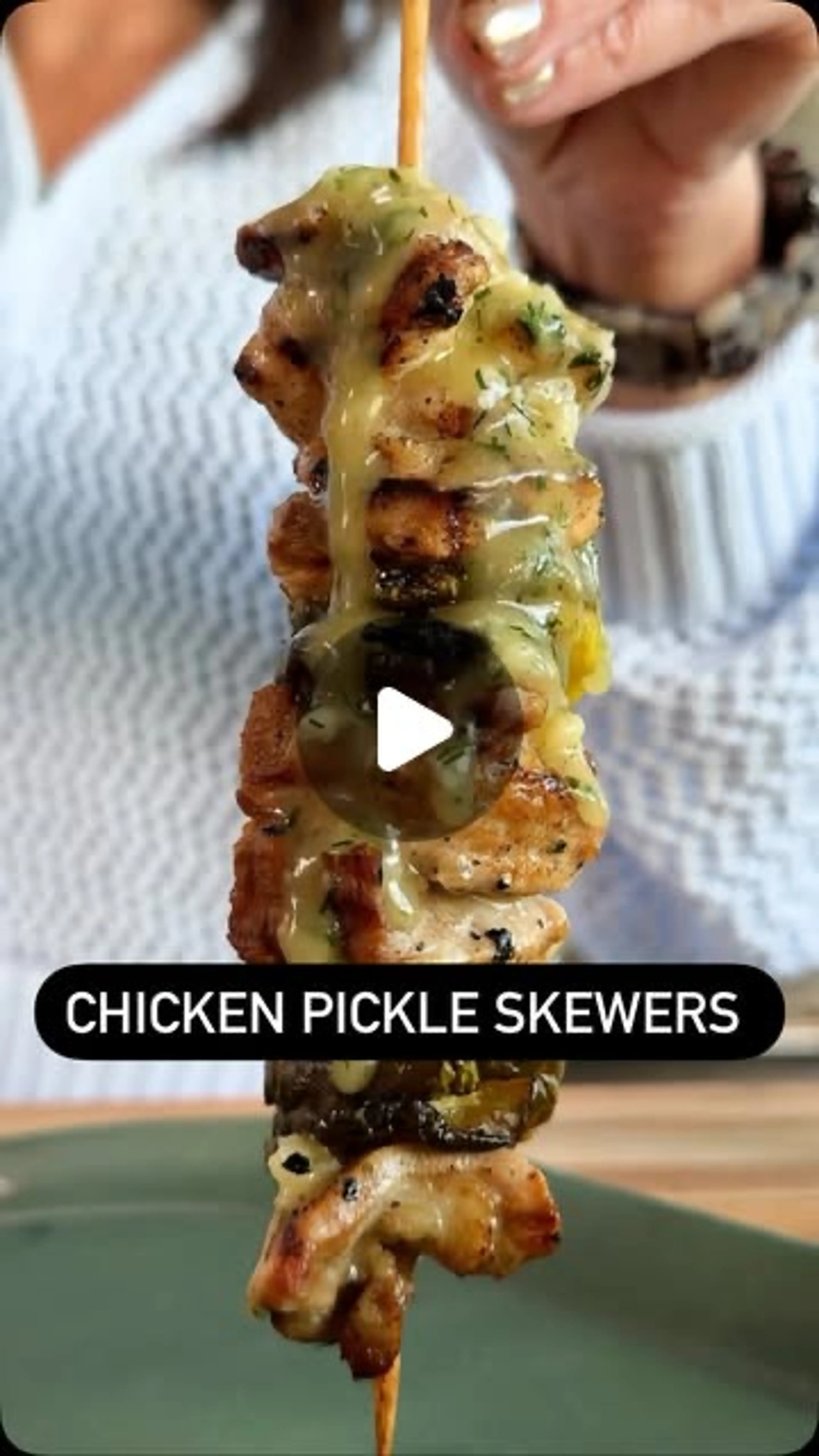 Pickle brine chicken kabobs